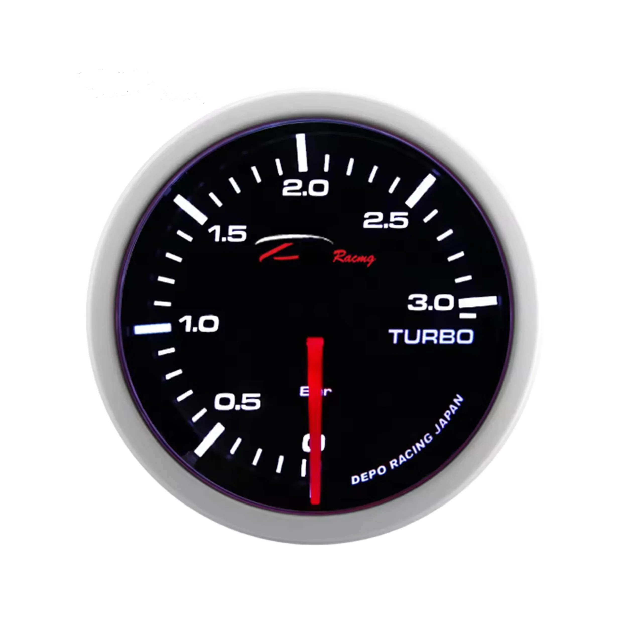 Générique Manometro a pressione turbo da 1 a 3 bar 52 mm universale nero | schermo fumè | silenziatore | con supporto | per veicoli diesel e benzina
