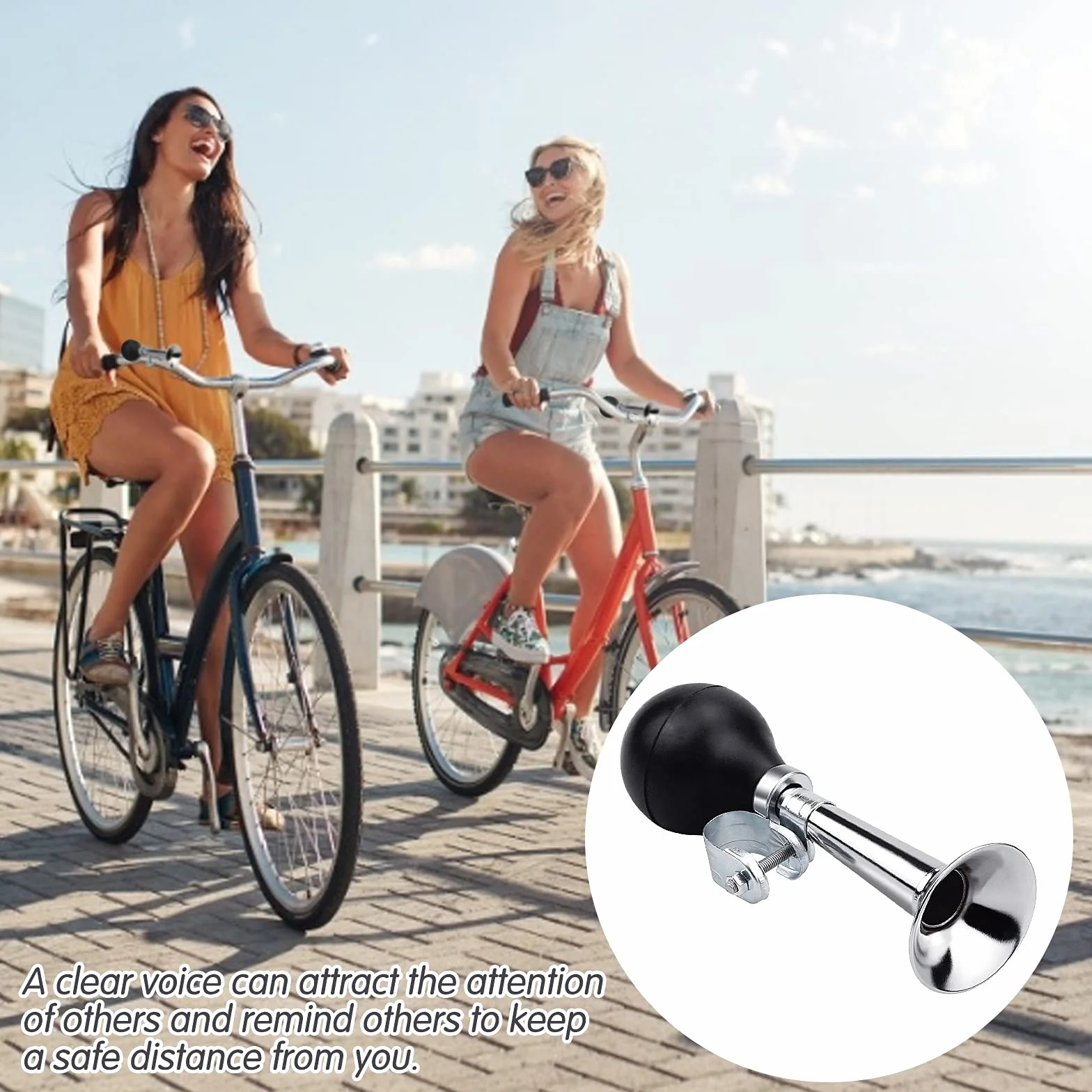 CAPRICIOUS Campanello da bicicletta in metallo con morsetto regolabile, Tromba classica