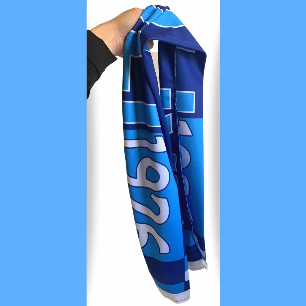 Szalik Napoli Poliestere 20x120 cm Frange Tifo Azzurro Blu Bianco