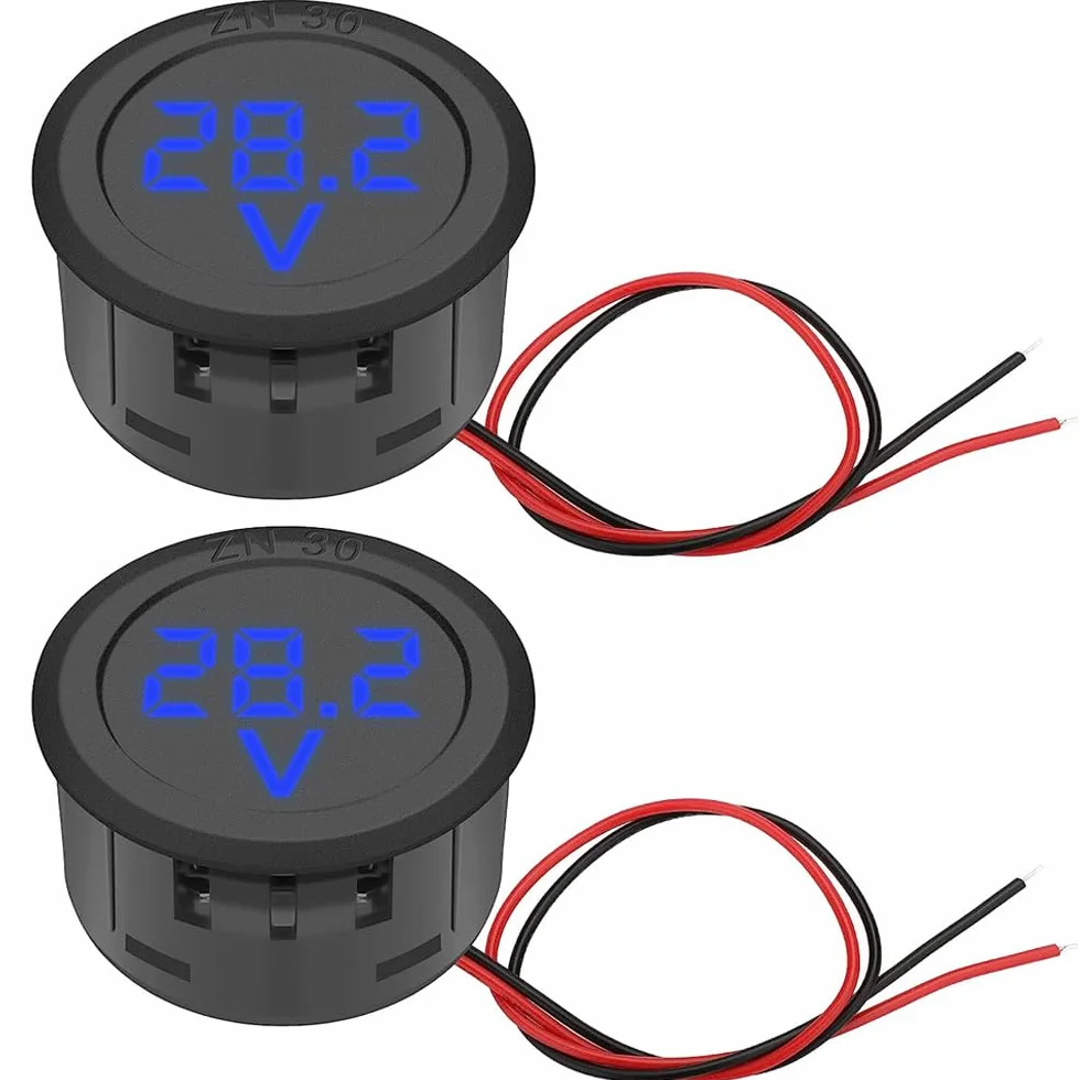 Greluma 2 Pz Voltmetro digitale DC 4-100 V, misuratore di tensione a 2 fili Rilevatore di voltmetro per camion moto Camper Caravan Marine