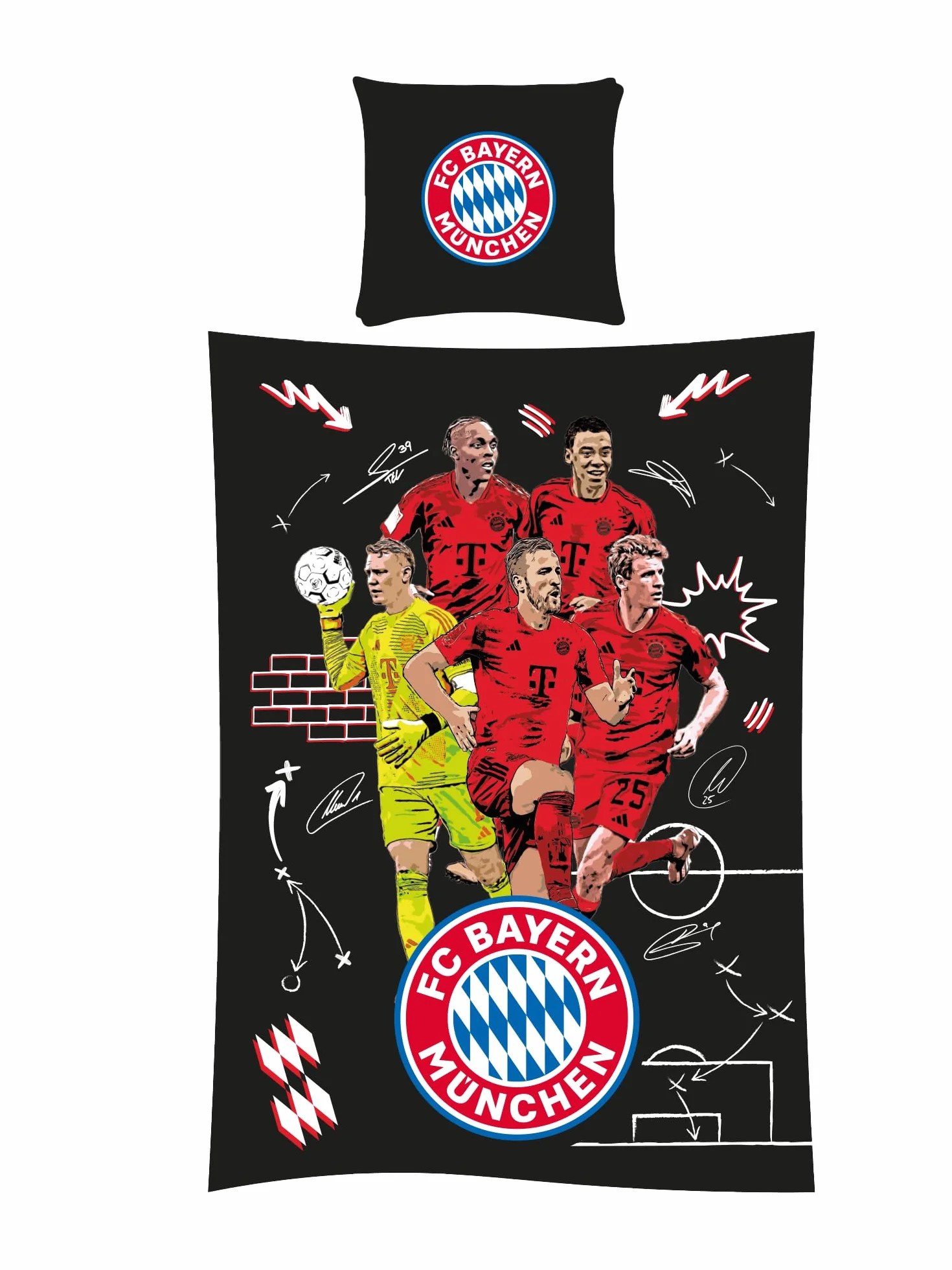 FC Bayern München Biancheria da letto Player 2024-25 Nero 135 x 200 cm