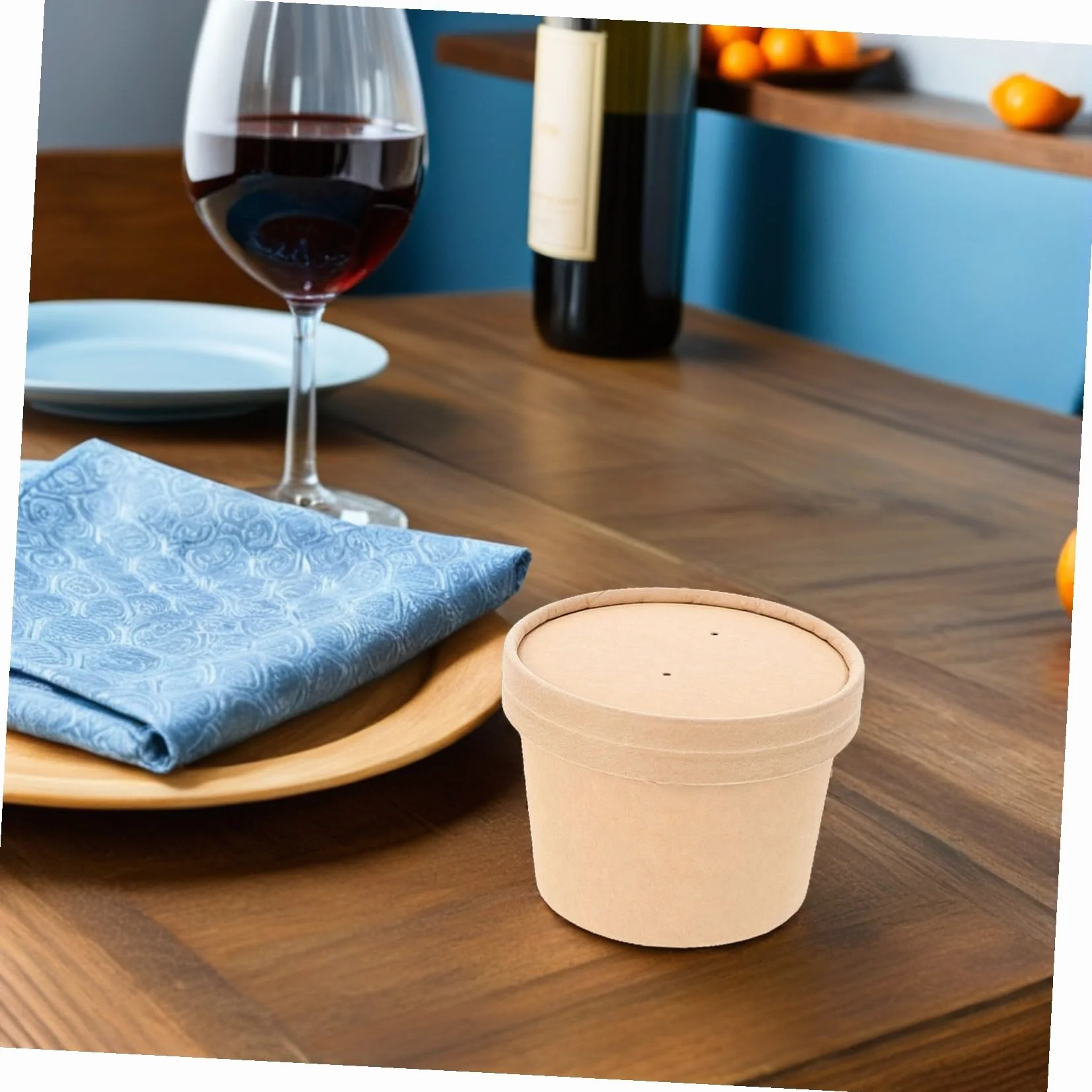 Coppette di Carta per Dessert con Coperchio in Carta Kraft Usa e Getta 10 set