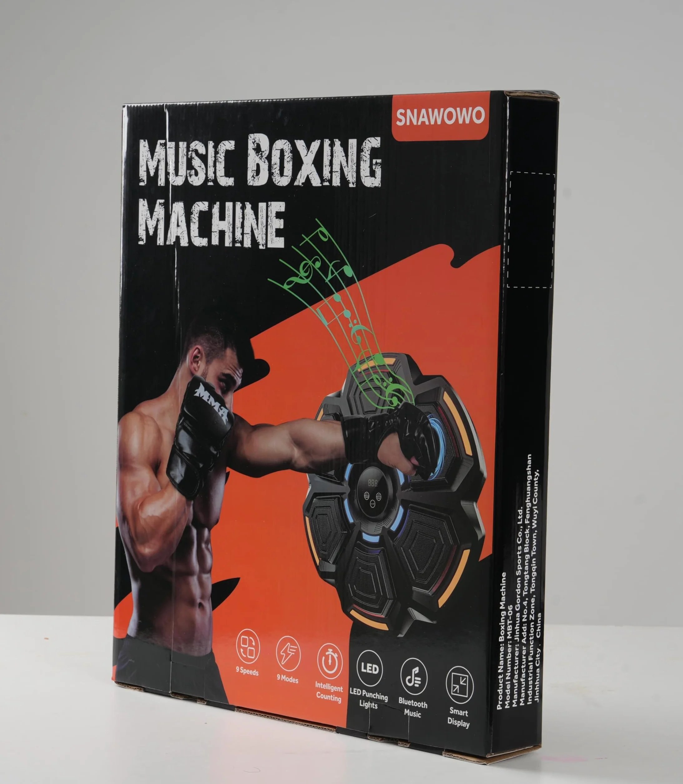 snawowo Music Boxing Machine Adulti - 9 modalità di velocità Macchina da Box Musicale Pugile con Guanti da Boxe - LED Parete Tira Pugni con Musica - Bluetooth Boxe Allenamento per Casa