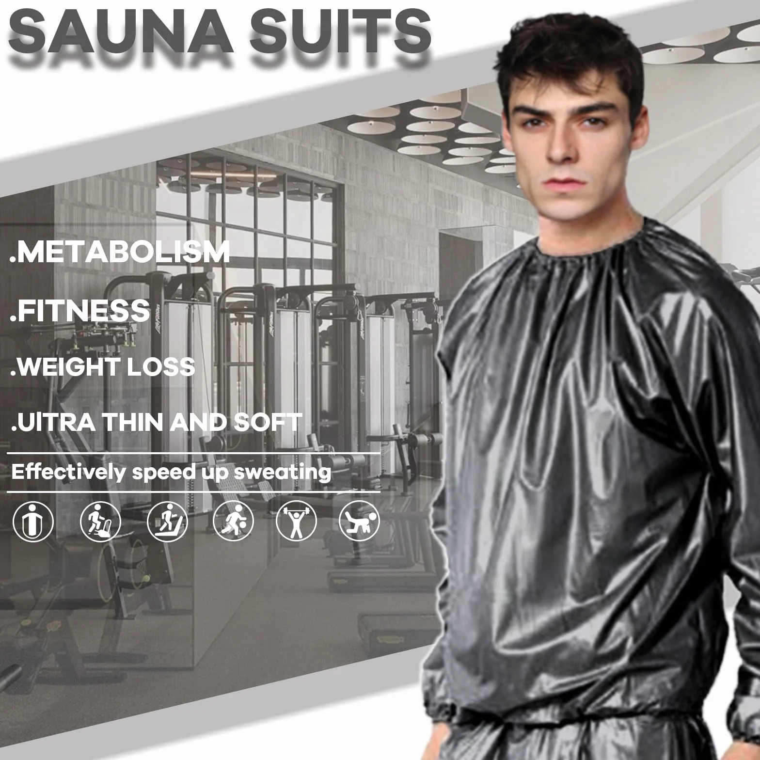Tuta da sauna Antistrappo Dimagrante per Donna Uomo Palestra Fitness Corsa Yoga