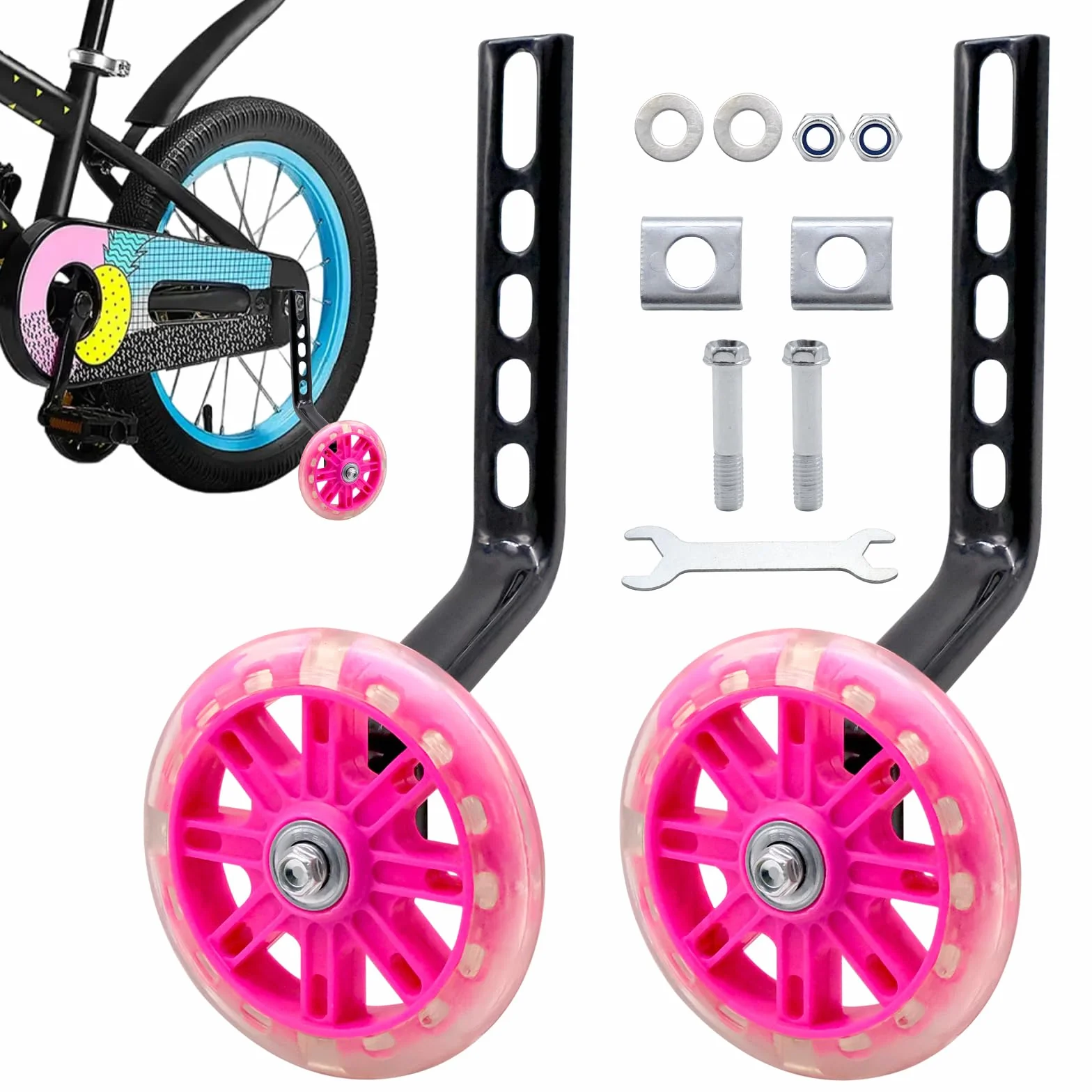 Ruote di Allenamento Bicicletta per Bambini, Universali Regolabili Ausiliarie per Bici 12-20 Pollice