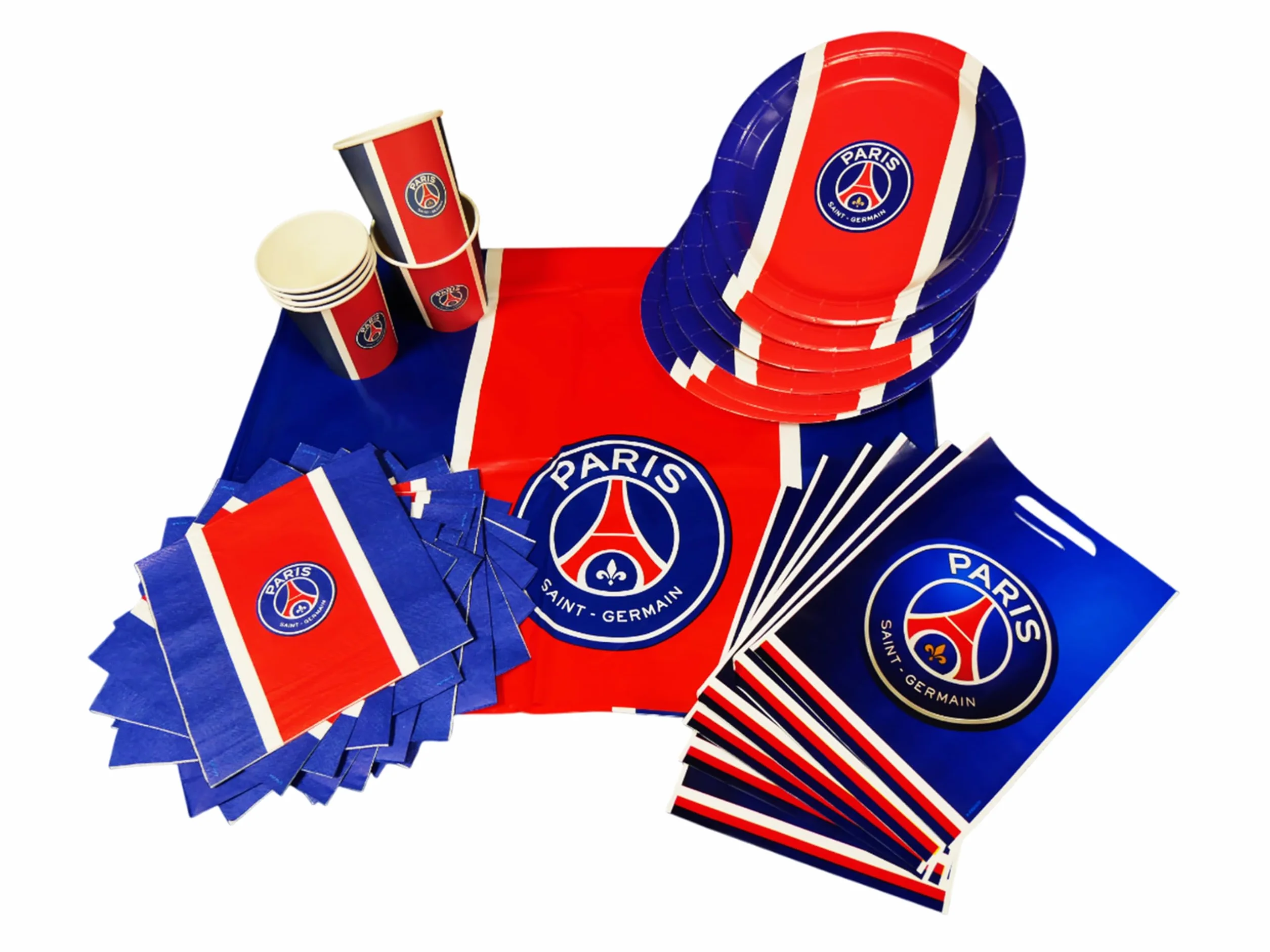 Paris Saint Germain Kit Festa PSG 39 pezzi piatti bicchieri tovaglioli tovaglia