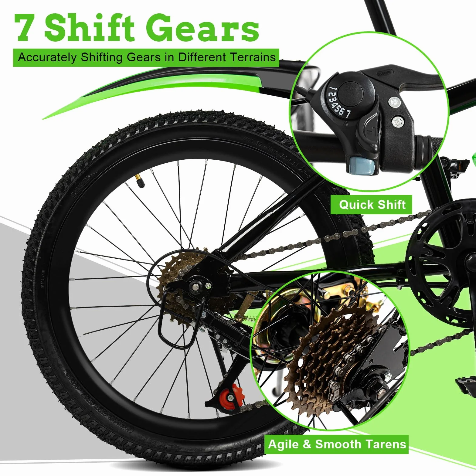 Bicicletta per Bambini 20 Pollici 7 Marce Mountain Bike