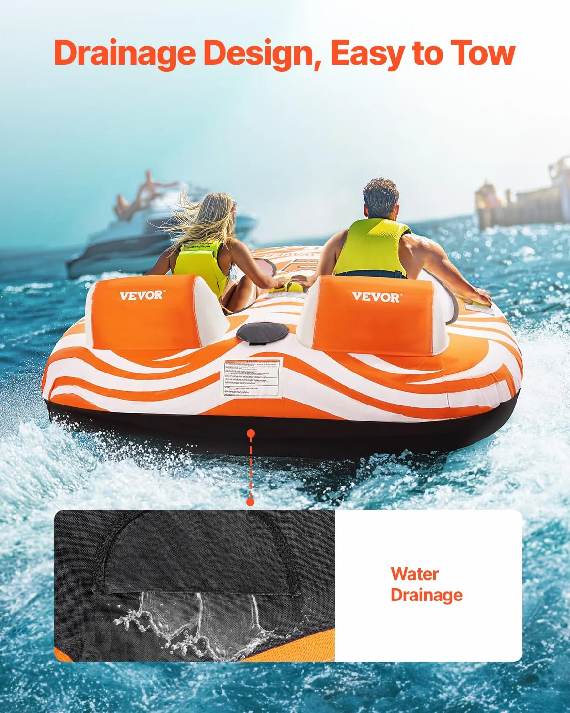 VEVOR Tubo Trainabile per Barche Capienza 2 Persone Carico Max 154 kg Gonfiabile Sport Acquatici