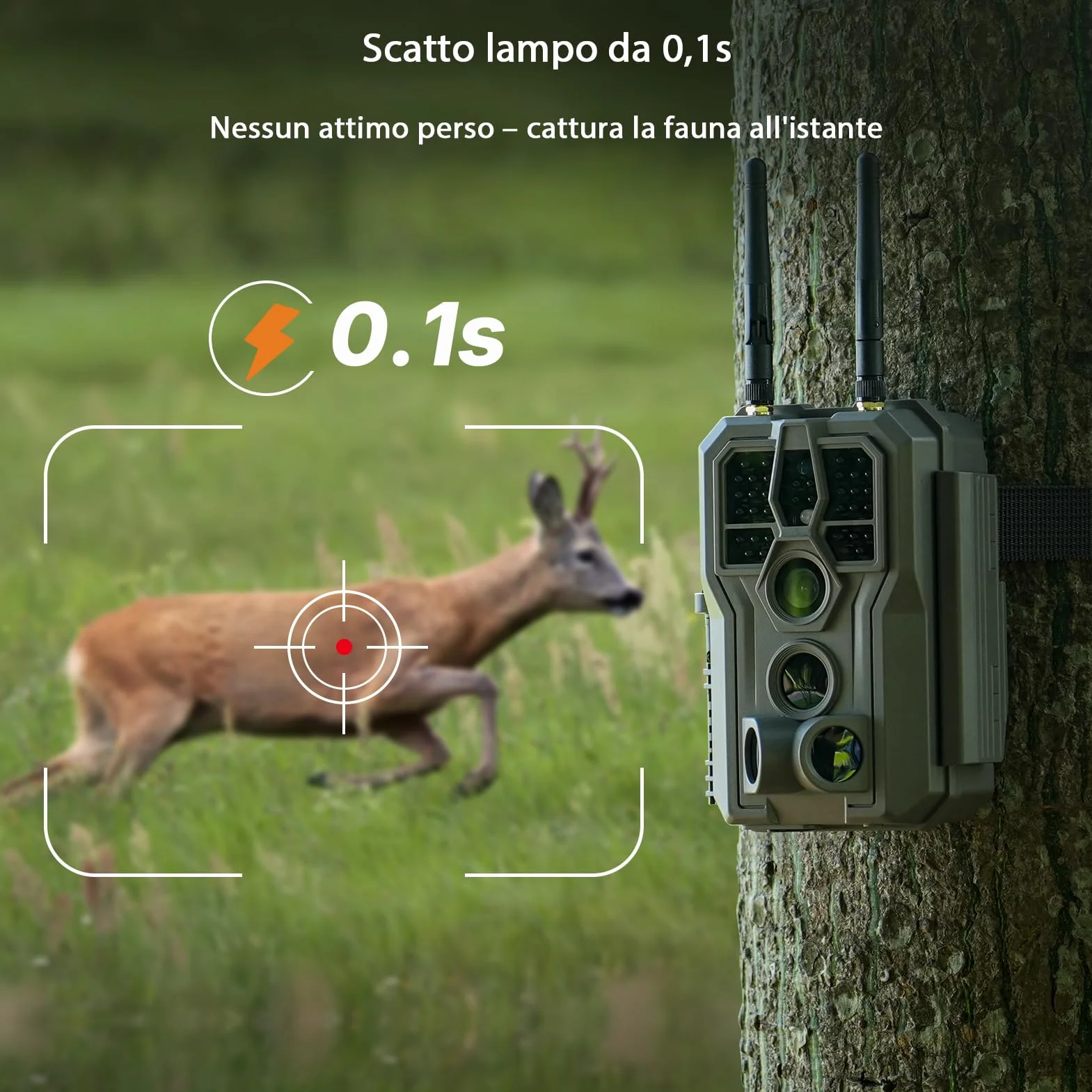 GardePro E8 2.0 Fotocamera da Caccia 64MP 4K H.264 WiFi Bluetooth Visione Notturna 30m IP66