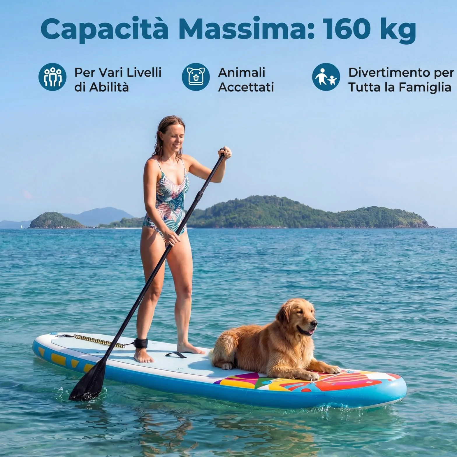 COSTWAY SUP Stand up Paddle Tavola Gonfiabile 336x77x16 cm Portata 160 kg con Pompa Pagaia Alluminio Guinzaglio Borsa