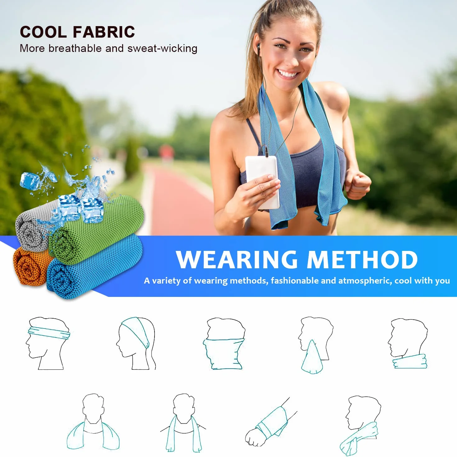 Asciugamano Rinfrescante Microfibra Telo Raffreddamento Palestra Salvietta Refrigerante Sportivo Cooling Towel