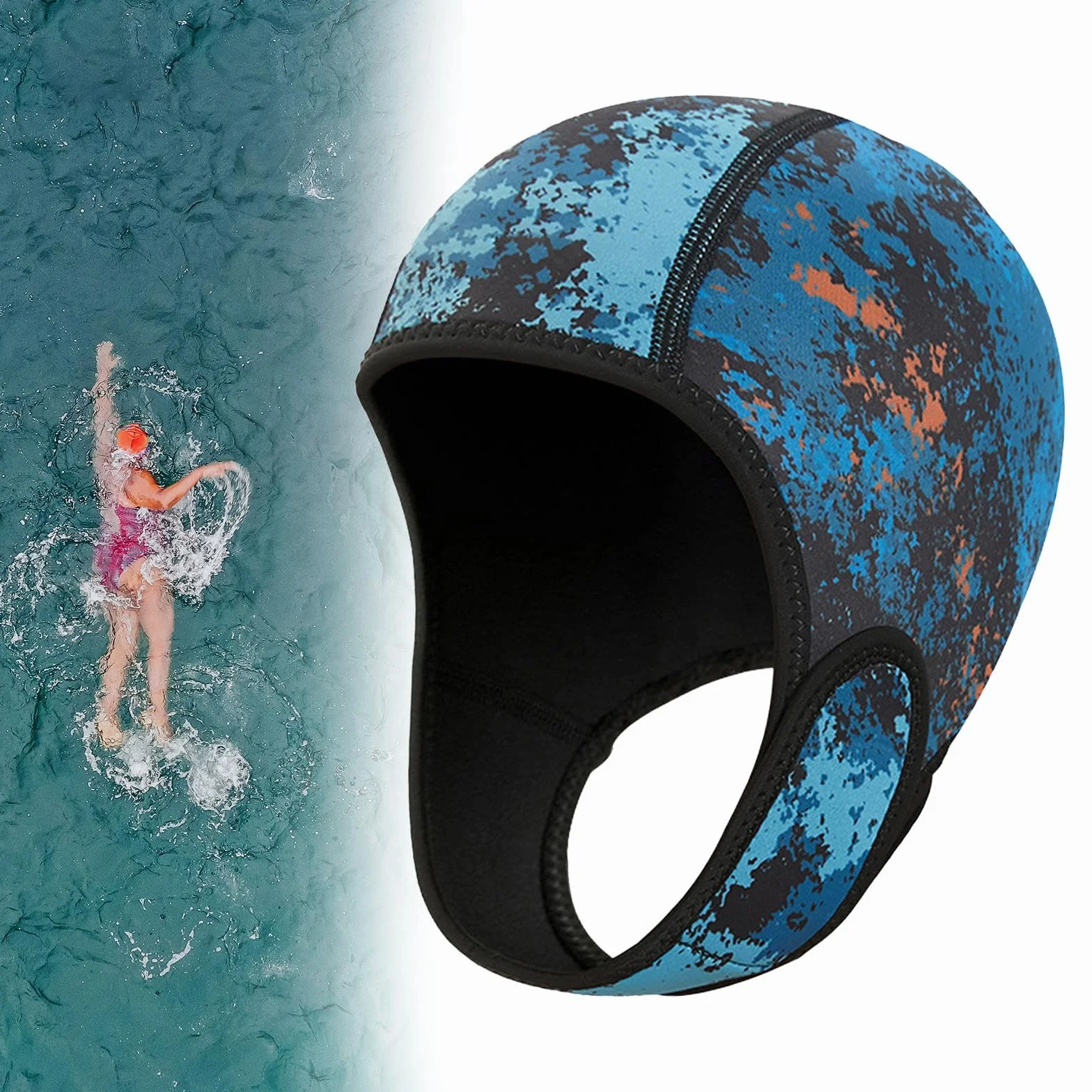 Cappuccio da Immersione in Neoprene 2 mm Elastico Caldo con Sottogola