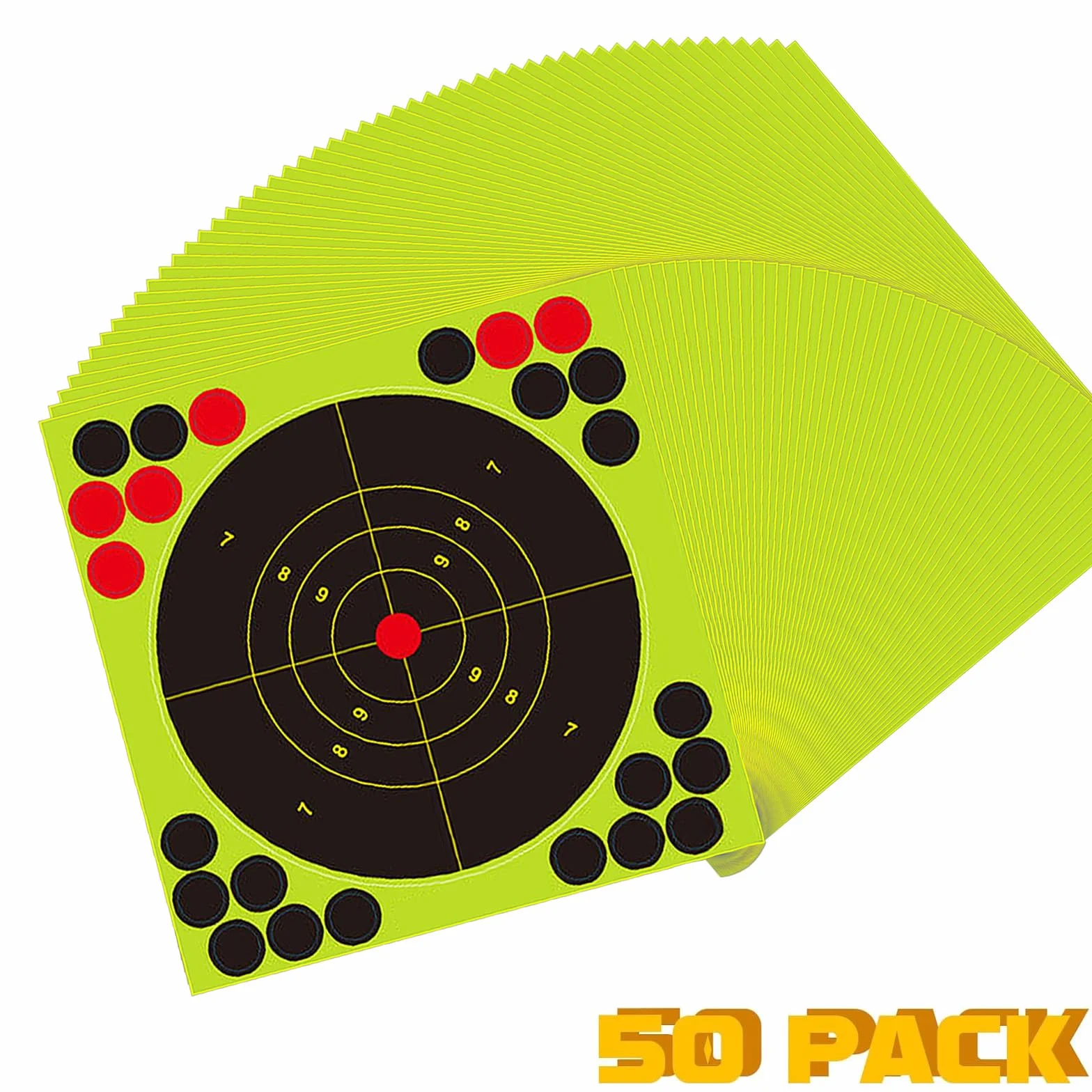 Bersagli da tiro reattivi 20,3 x 20,3 cm con esplosioni fluorescenti e adesivi per toppe