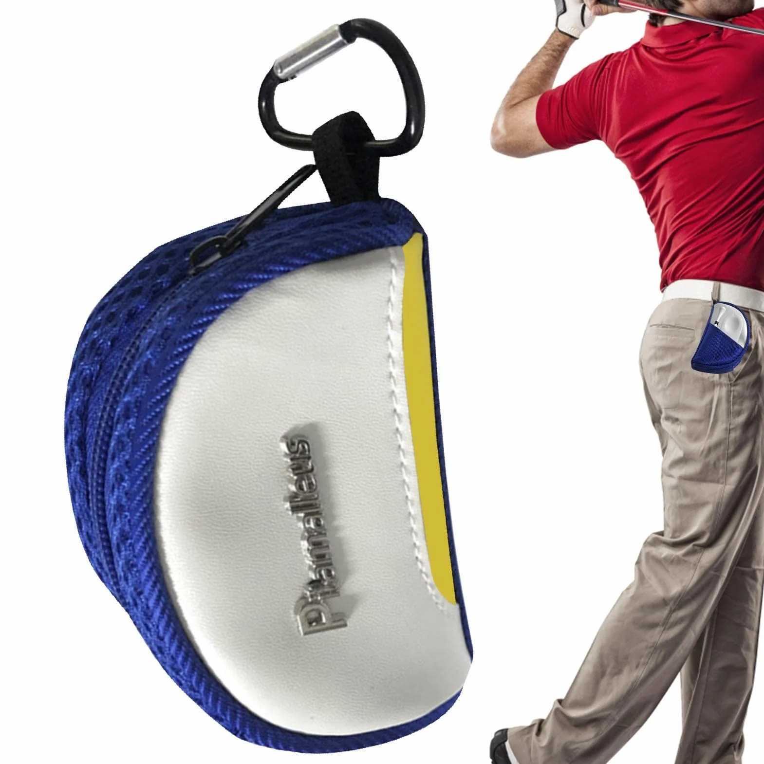 Borsa per Pallina da Golf con Cerniera e Moschettone, Porta t-Shirt Sportivo Tascabile