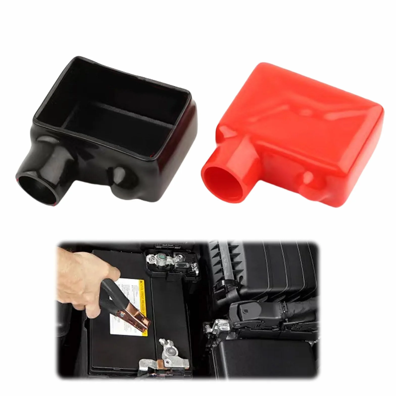 Copertura del polo della batteria, copertura della batteria per auto,morsetti della batteria in PVC, copertura del terminale positiva e negativa,copertura del connettore isolante, nero+rosso