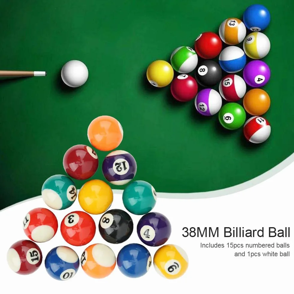 Set Completo di Palle da Biliardo 38mm Mini Palla da Biliardo 16 Pezzi Portatile