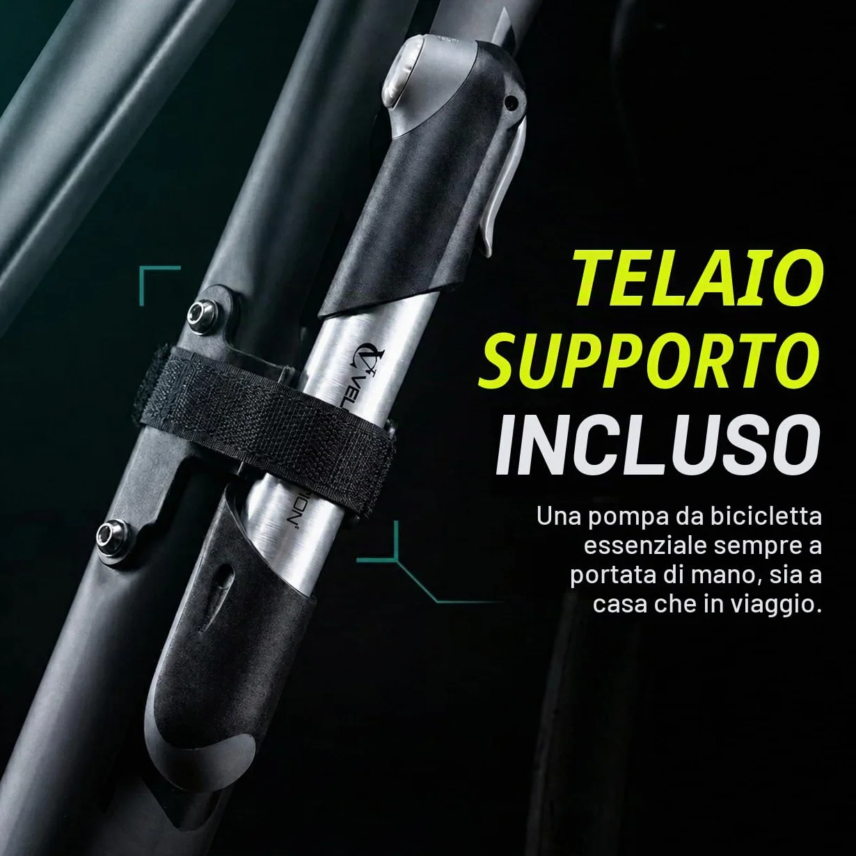 VeloChampion Mini pompa da bicicletta portatile per valvole Presta Schrader Dunlop MTB strada BMX