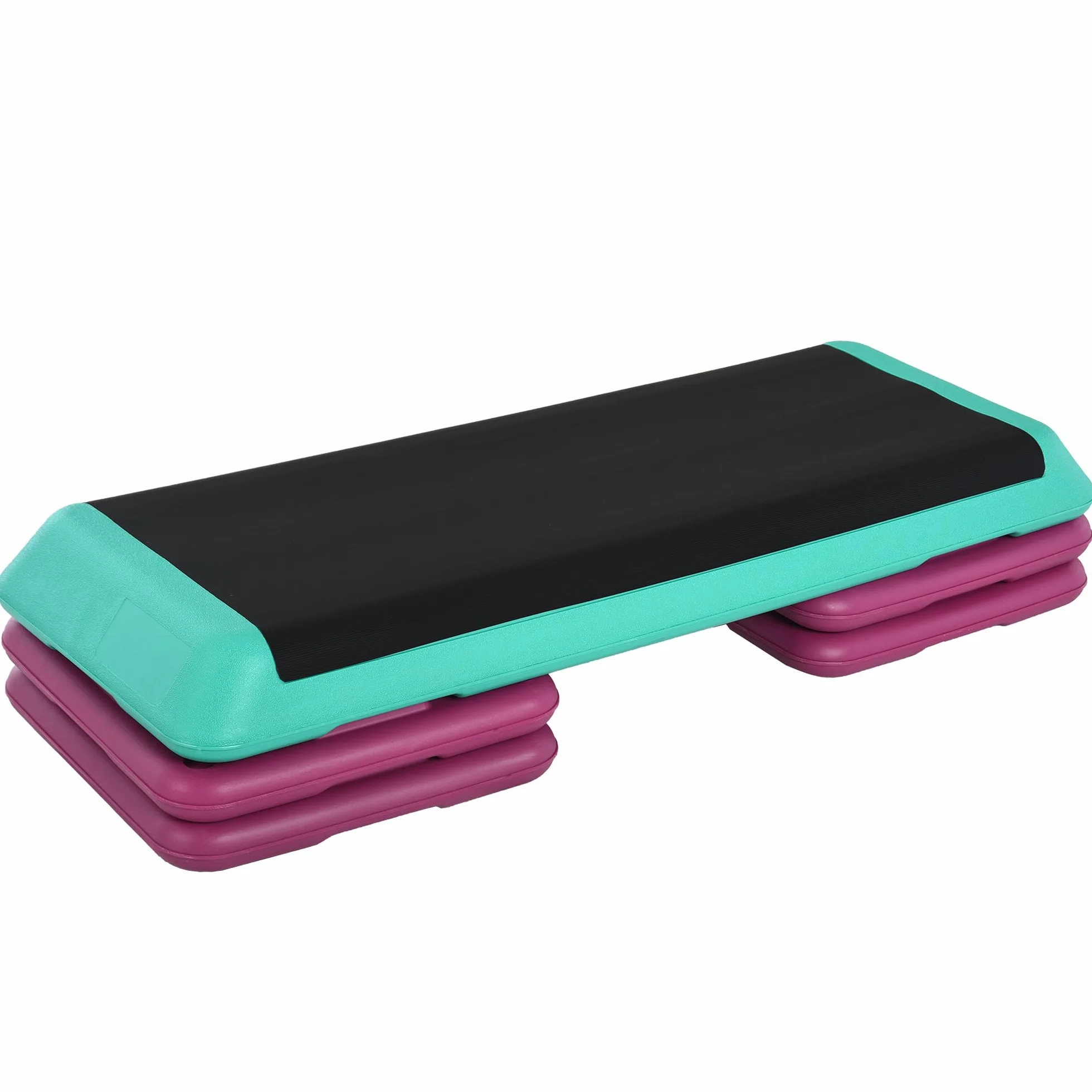 HOMCOM Stepper Aerobica Regolabile 3 Livelli Antiscivolo Fitness Casa 110x40x20 cm Nero Verde Viola