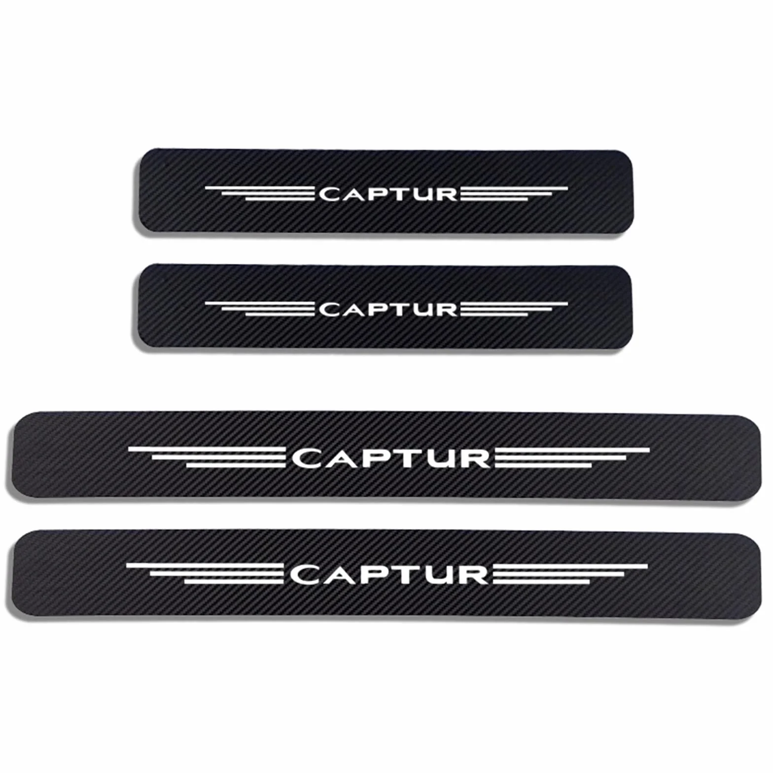 4 Pezzi Fibra di Carbonio Battitacco per Auto Sticker, per Ren-Ault CAPTUR, Esterno Battitacco Protezione Plates Anti-Graffio Scuff Adesivi Decorativi Accessori,White
