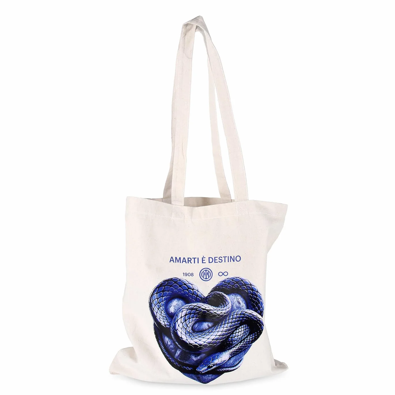 Inter Tote Bag IM Bianca Amarti è Destino 100% Cotone Stampa Digitale Cuore Serigrafico