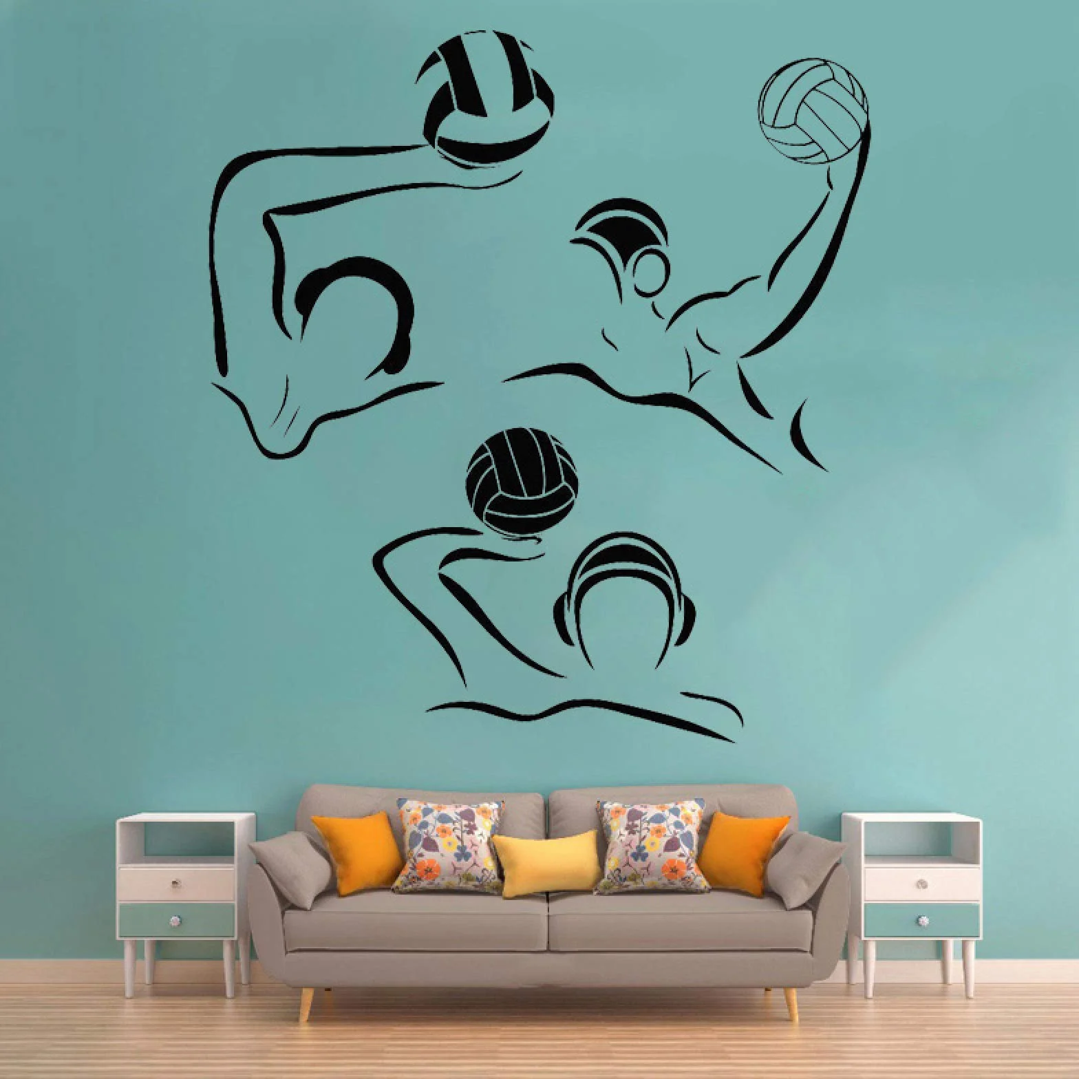 Adesivi murali pallanuoto sport vinile 42x45 cm decorazione casa poster rimovibile