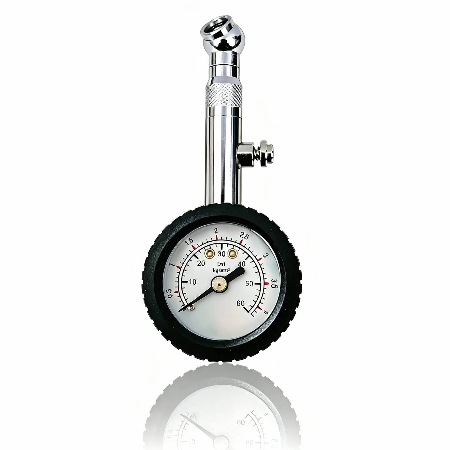Ncheli Manometro Pressione Gomme Meccanico, 0-4,1 Bar/60 PSI, Analogo Preciso Calibrato, Testina Girevole 360° e Quadrante Ampio, Custodia Gomma Antiurto Auto/SUV/Furgone