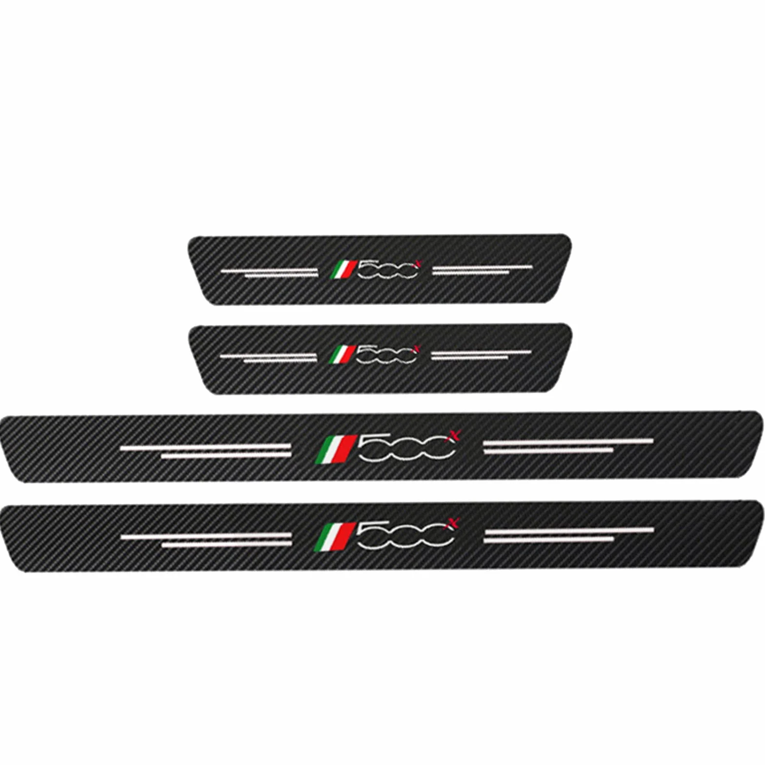 4 Pezzi Battitacco in Fibra di Carbonio per Fi-at 500 500X 500L TIPO PUNTO BRAVO PANDA STILO, pedane, Protezione Esterna del battiscopa del davanzale della Porta Car Styling Accessori