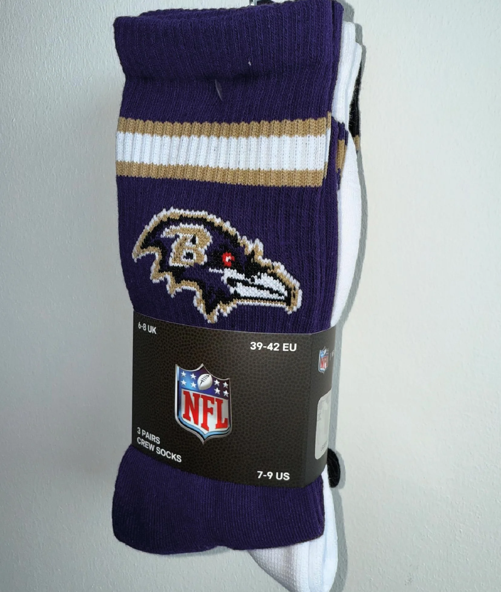 NFL Baltimore Ravens 3pk Crew Socks Unisex Adulto