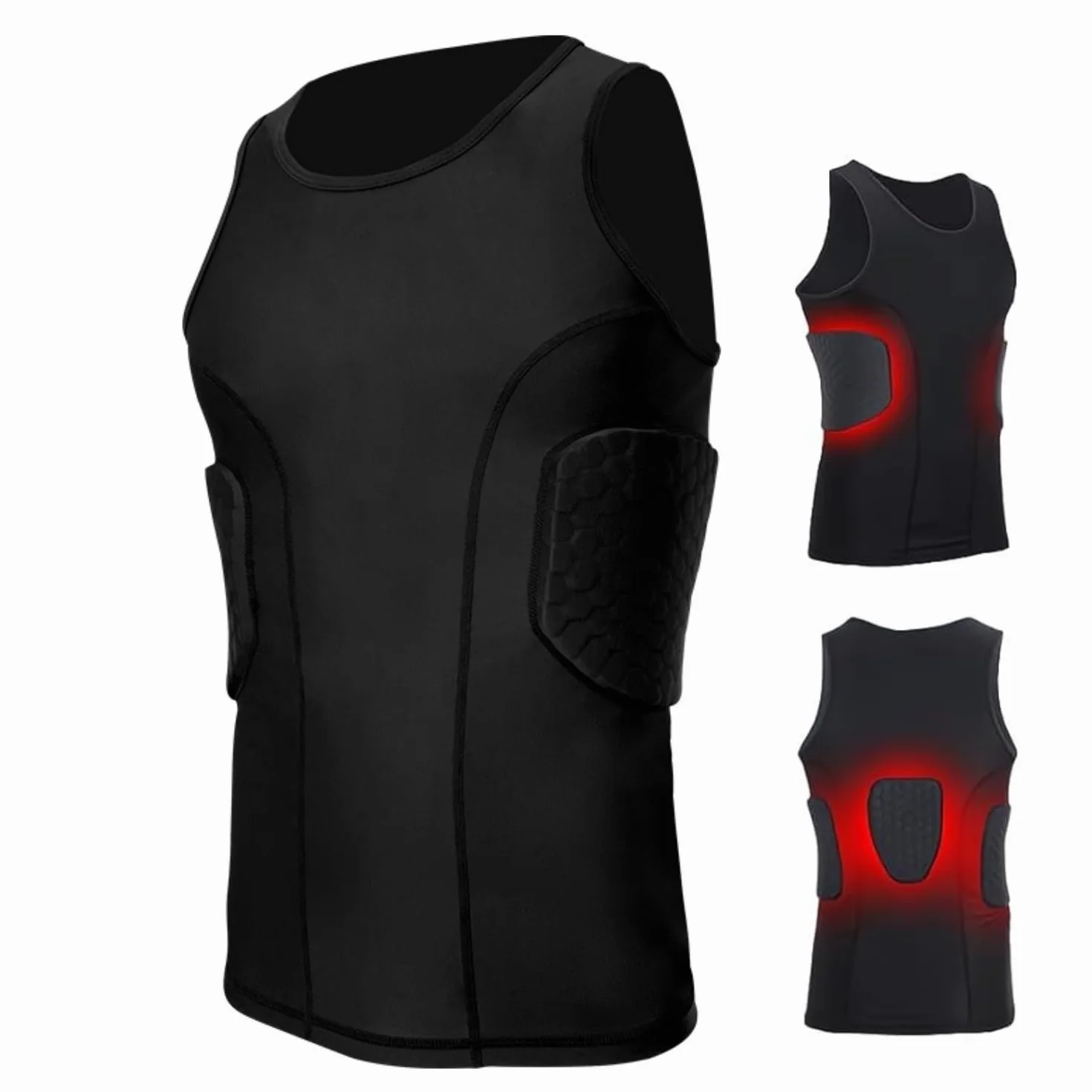 SOONHUA Maglia da calcio imbottita protezione a costine anti-shock silicone accessorio protezione sportiva