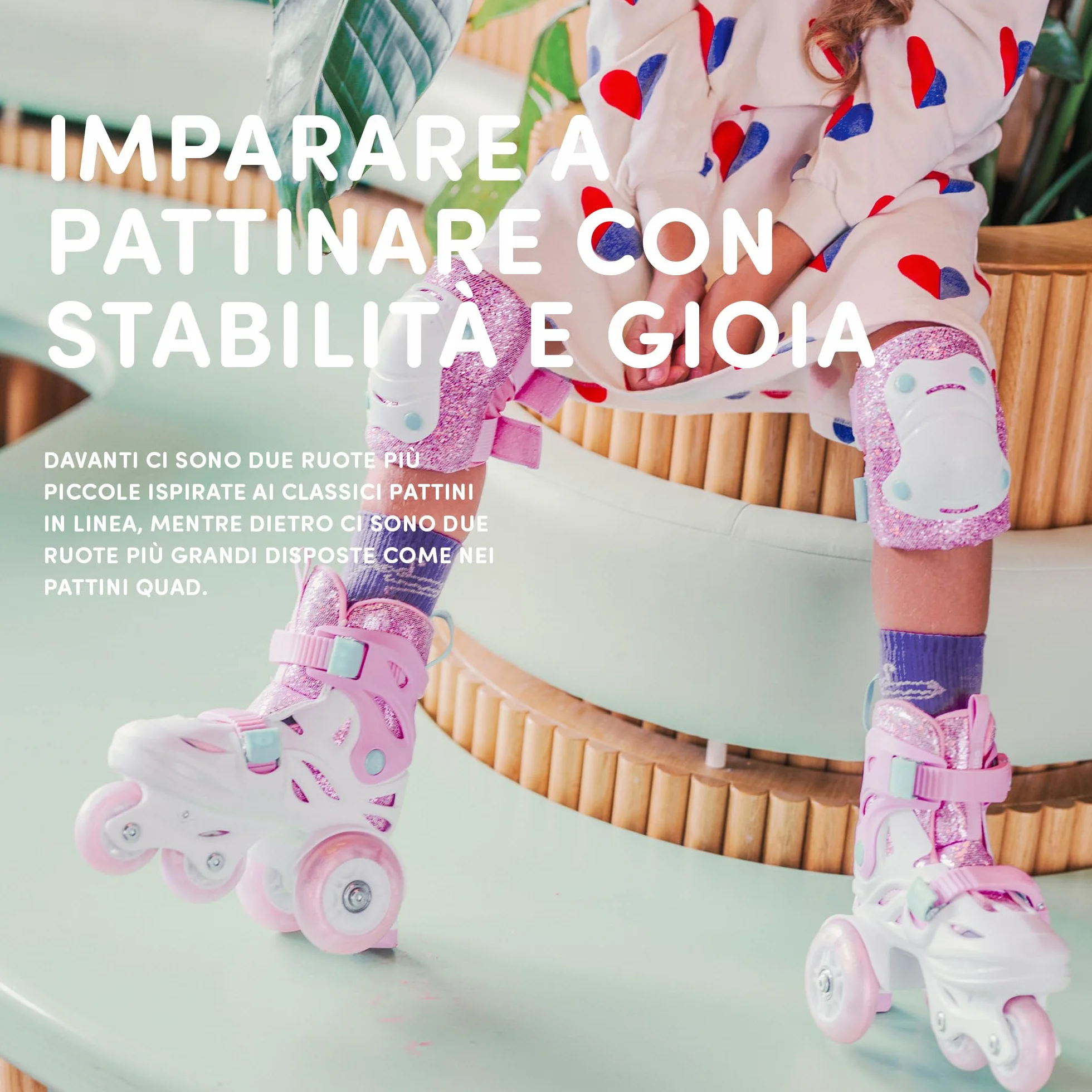 Cariboo Pattini per Bambini Regolabili Set Protezioni Ginocchia Gomiti Polsi Ballerina