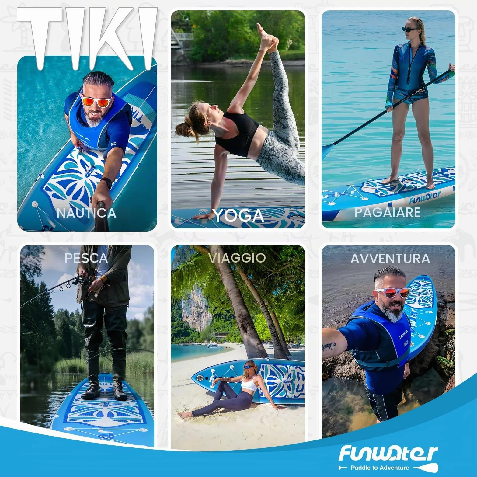 FunWater Tavola Gonfiabile Sup Con Pinne, Guinzaglio, Pompa, Pagaia, Zaino