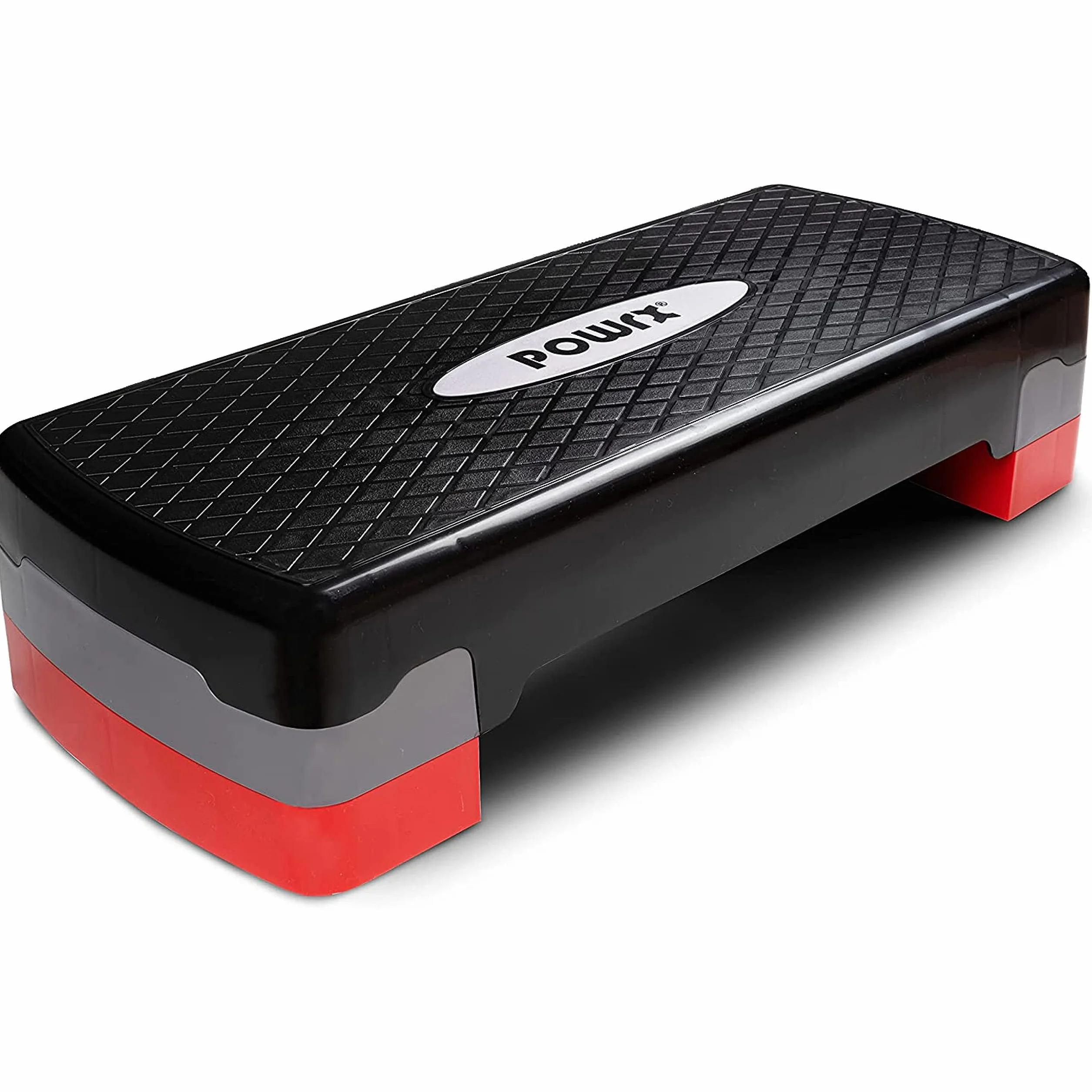 POWRX Step da aerobica 68 x 28,5 cm Stepper fitness Altezza regolabile superficie antiscivolo Nero Rosso