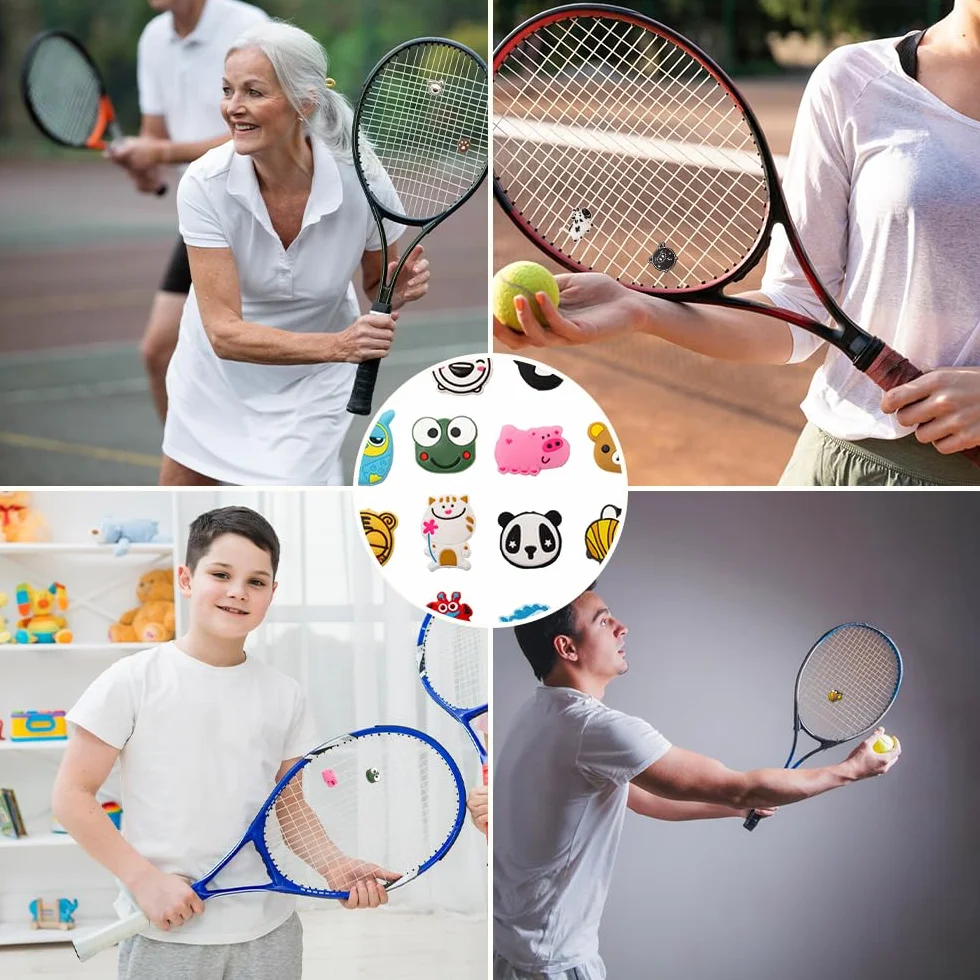 16 Pezzi Antivibrazione Tennis Bambini Ammortizzatori Racchetta Silicone Badminton Motivo Animali