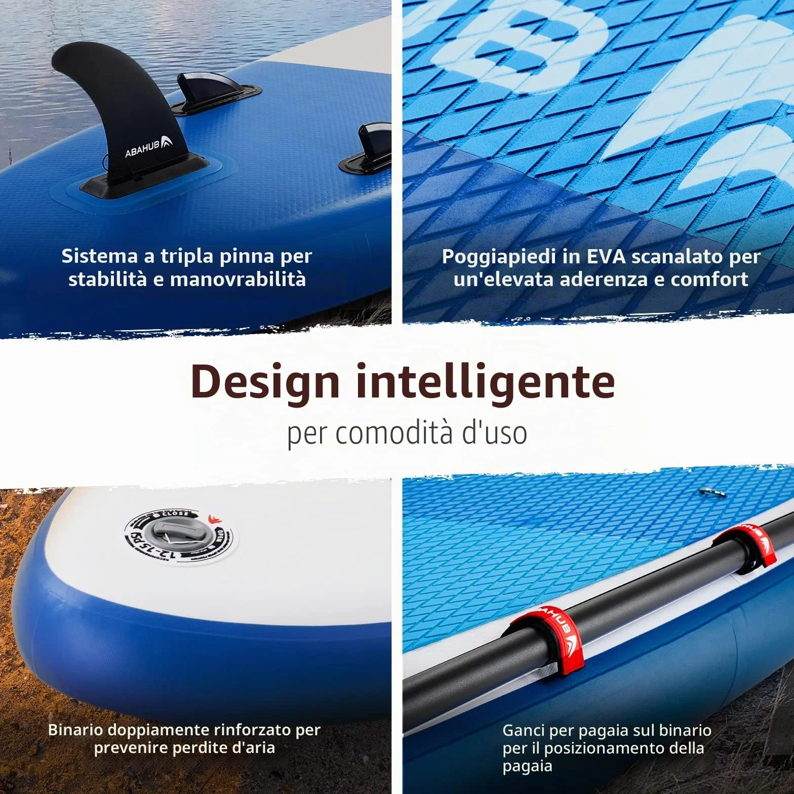 Abahub Tavola SUP Gonfiabile Set Tavola Stand Up Paddle Sedile Kayak, con Pagaia in Alluminio Regolabile, per Kayak, Yoga, Pesca 320x 78/84x 15cm