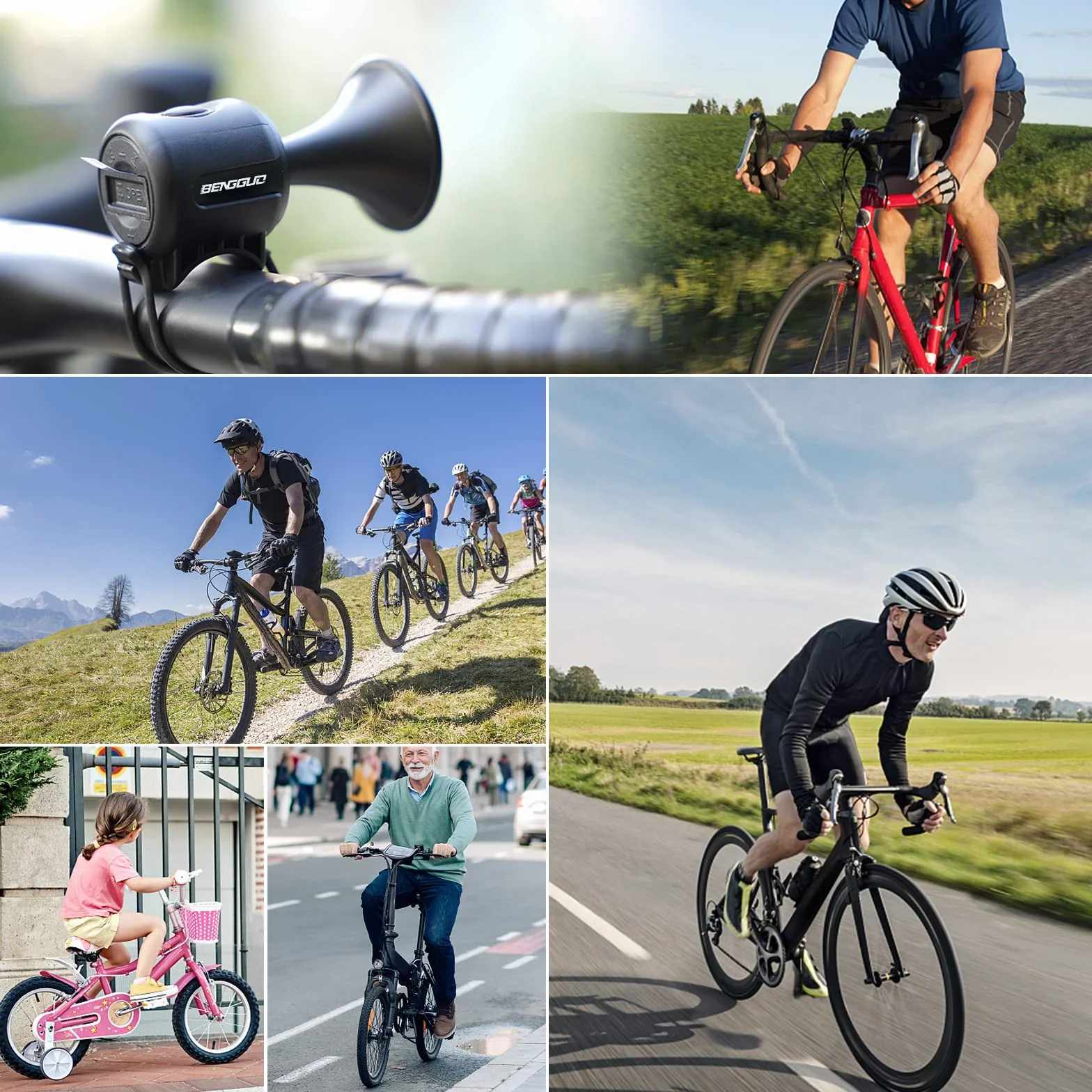 Campanello per Bicicletta 120 dB IPX4, Clacson Elettrico Impermeabile per Manubri 15-30 mm, Nero