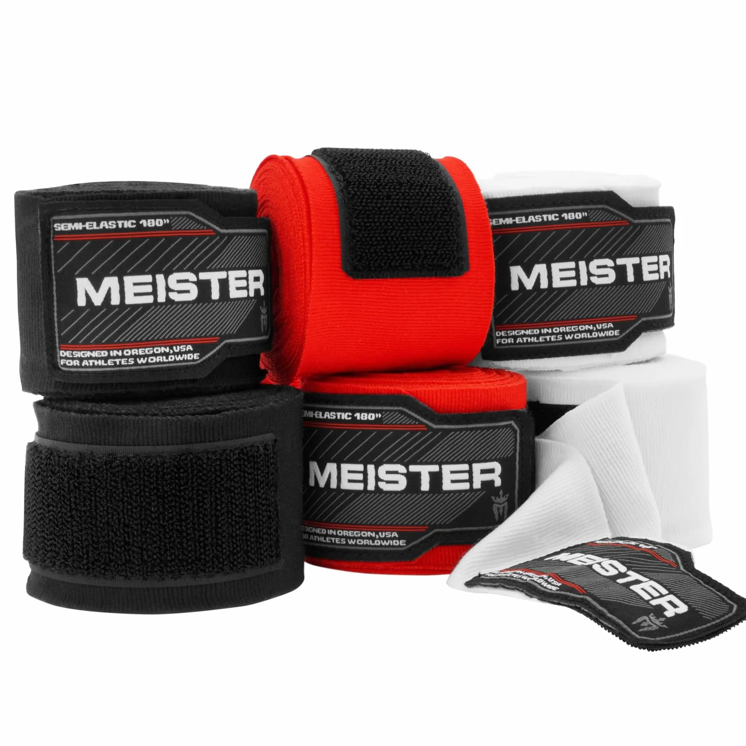 Meister Bende Semi-Elastiche per Adulti da 180 in (457 cm) per MMA e Boxe - Confezione da 3 Paia