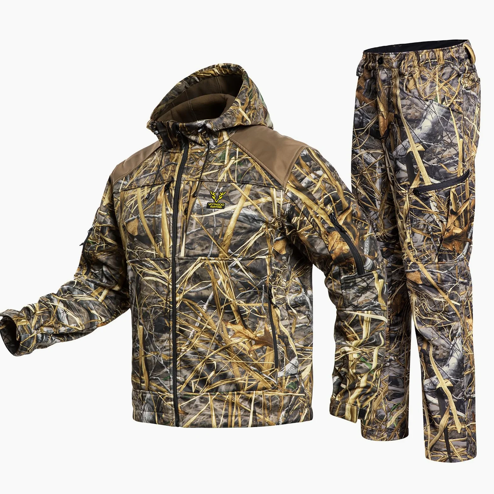 Tuta da caccia silenziosa mimetica Softshell abbigliamento abbigliamento abbigliamento felpa con cappuccio giacca pantaloni per uomo