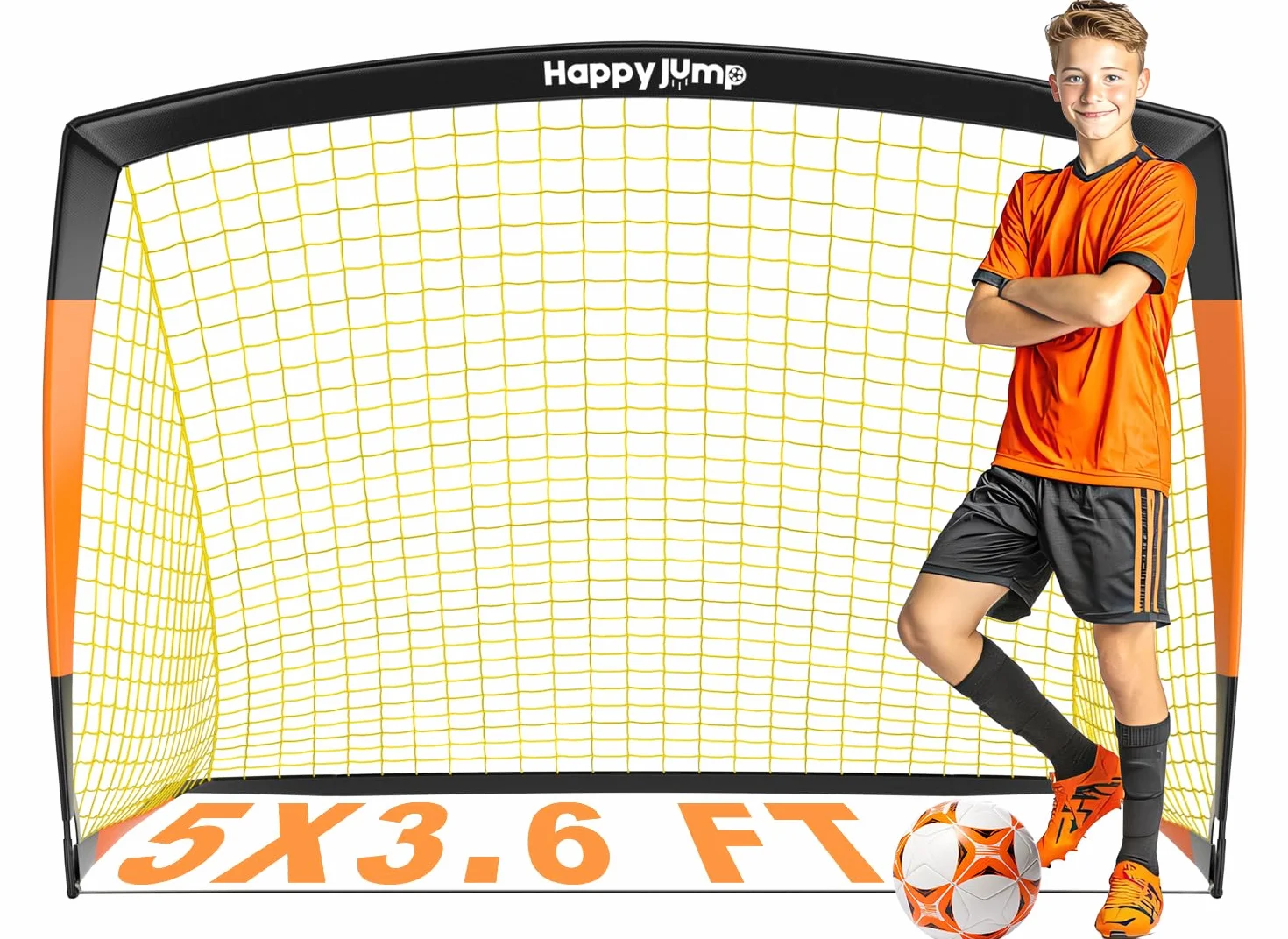 Happy Jump Rete da Calcio Pieghevole 213x152 CM con Pallone, Bersaglio, Pompa e Coni