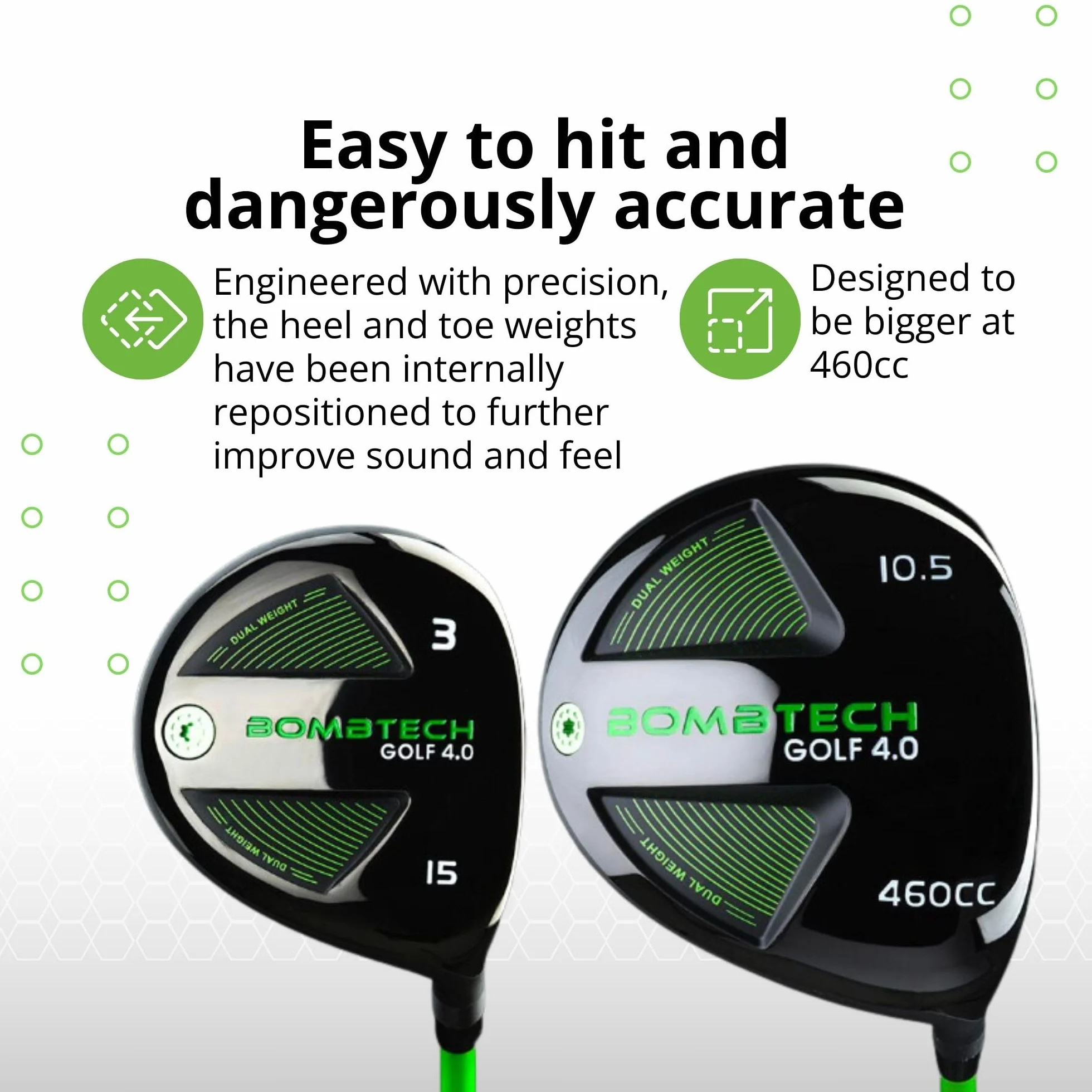 BombTech Golf 4.0 Driver e 3 Legno Bundle Premium Golf Wood Set per uomo