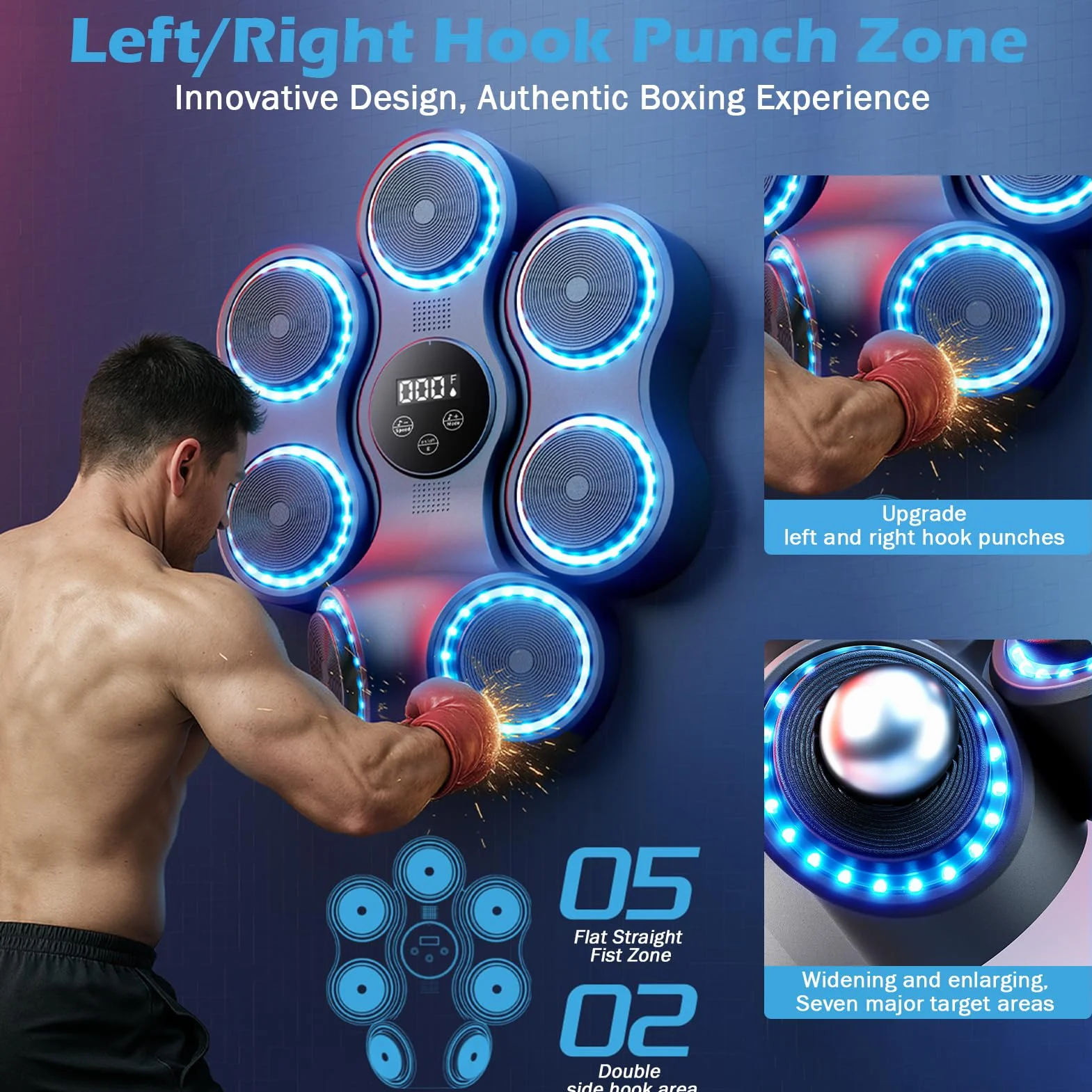Gancio da boxe con supporto regolabile + guantoni da boxe professionali, robusto telaio in acciaio con base antiscivolo, accessorio per pallone da boxe, fitness e arti marziali (nero)