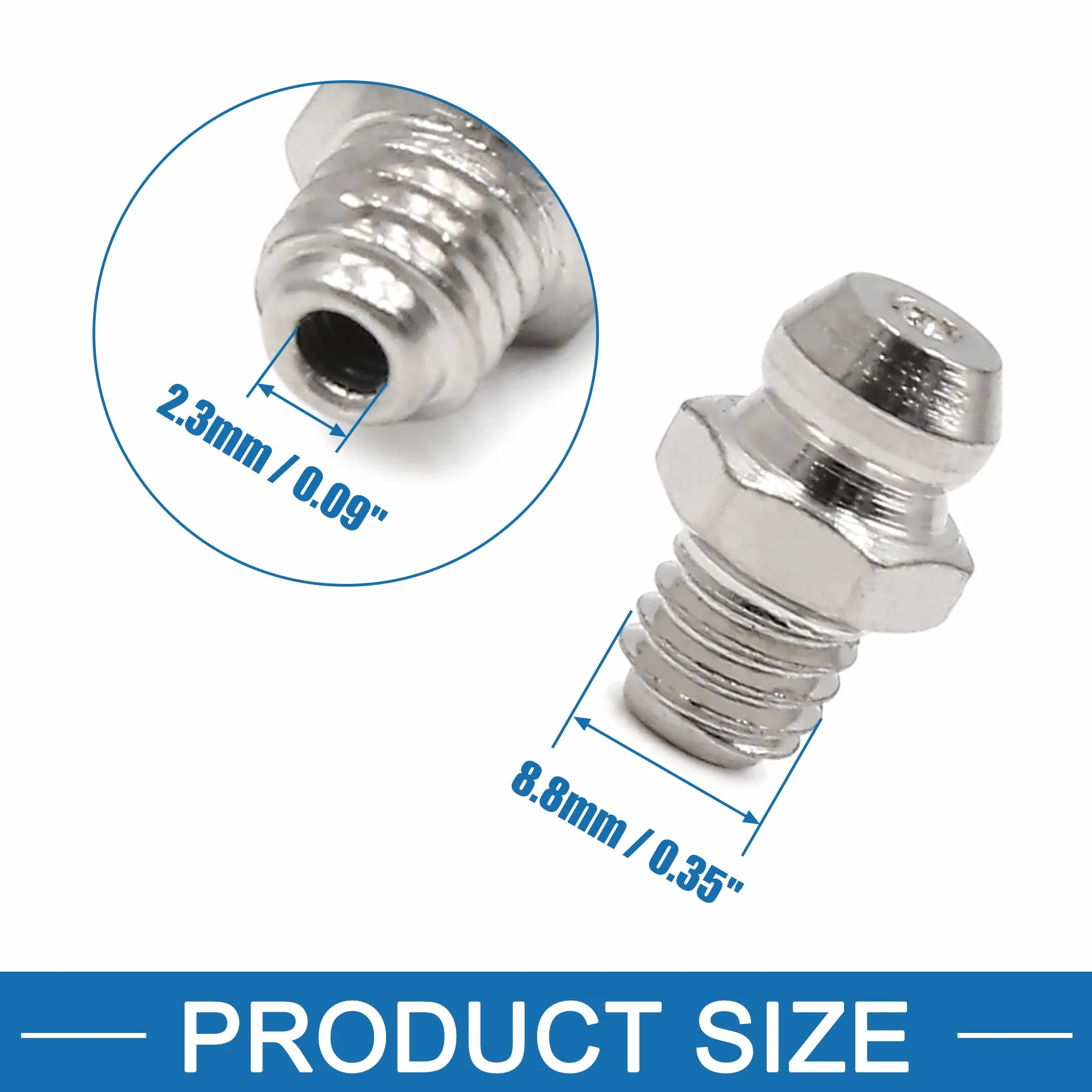 ABSPRO Raccordo Nipplo per Ingrassatore M6 x 1 Dritto Nickel Placcato Zestaw 80