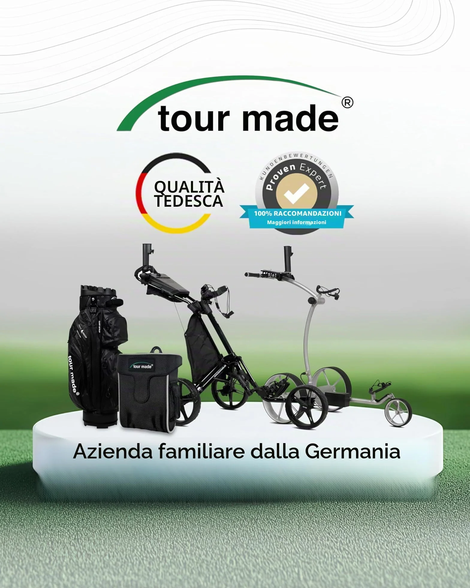 Tour-Made RT-610S Trolley da golf elettrico con batteria al litio e freno a motore