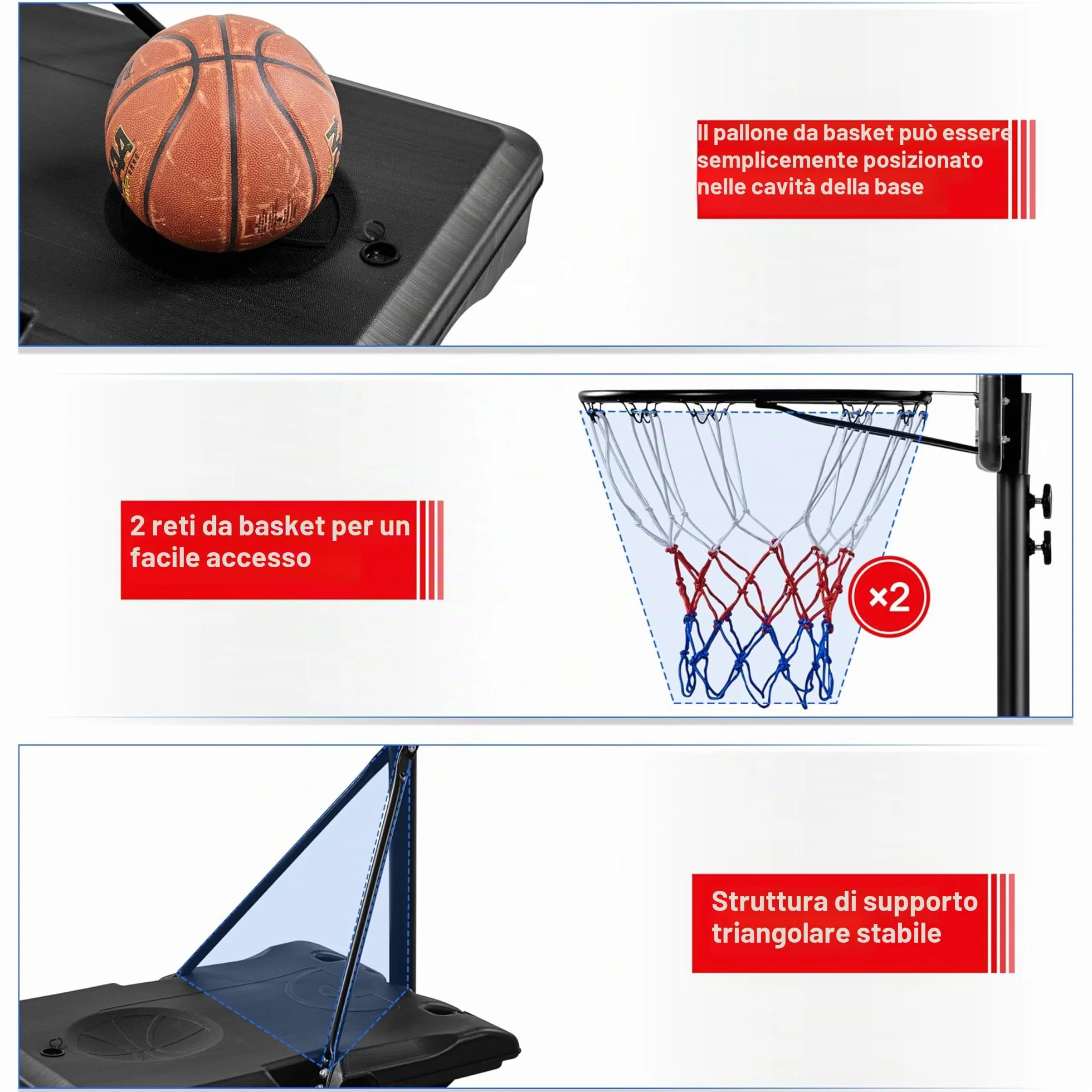 Yaheetech Canestro Basket Esterno Interno in HDPE e Metallo con Colonna Tabellone Canestro