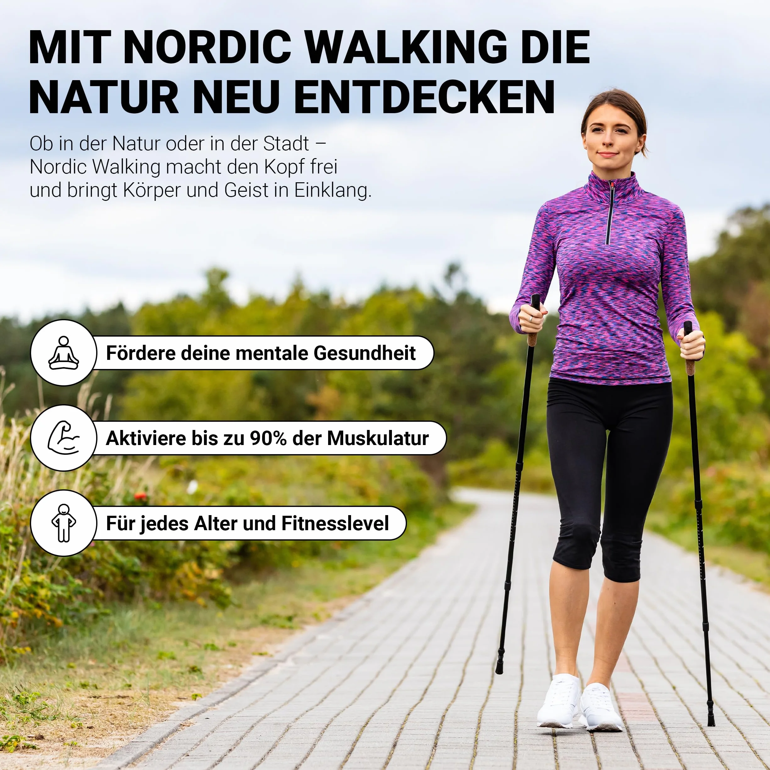 MSPORTS Bastoncini Nordic Walking Carbon Nero/Arancione