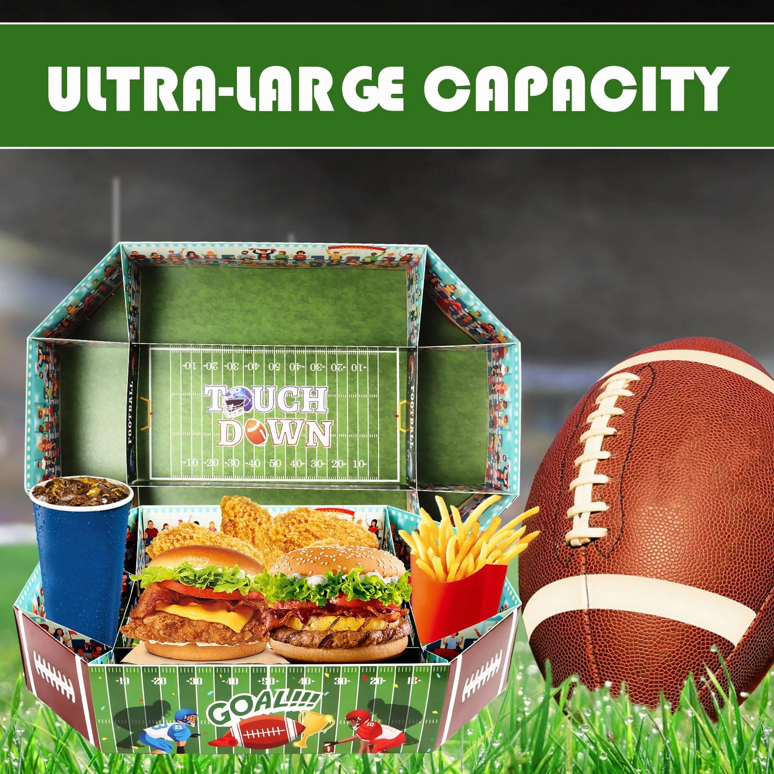 Football Snack Stadium 3 pezzi vassoio da portata calcio accessori festa