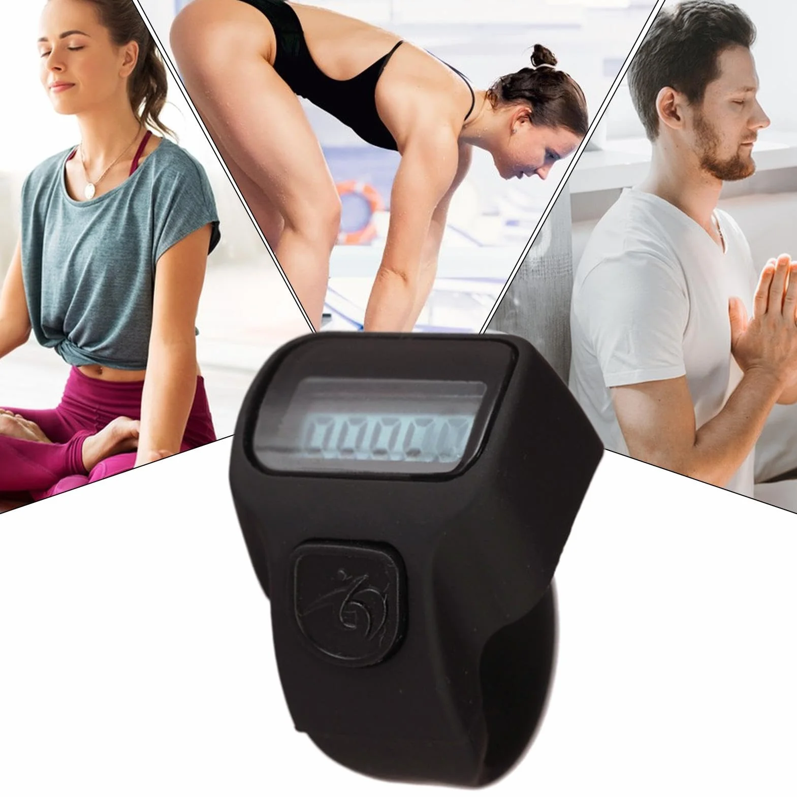 Generico Contatore Dito Palmare Portatile LCD Multifunzionale per Sport Fitness all'aperto