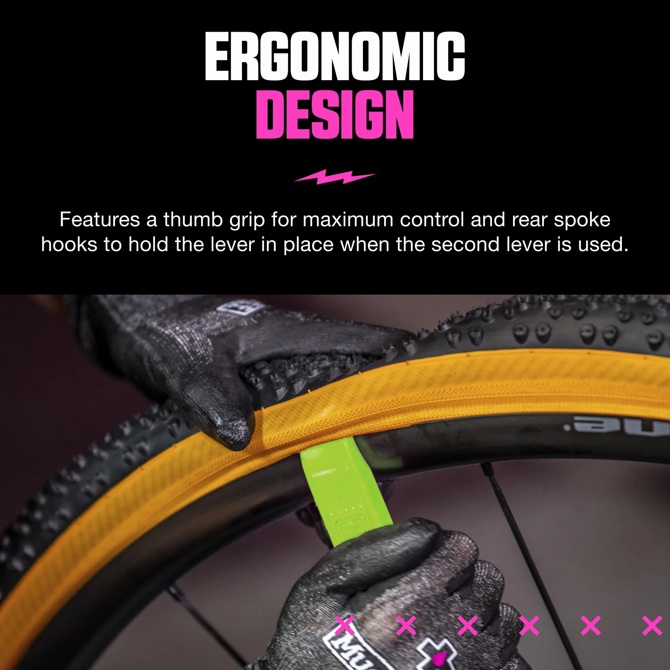 Muc-Off Rim Stix Verde Coppia di Leve Smontagomme per Bici Ergonomiche in Plastica