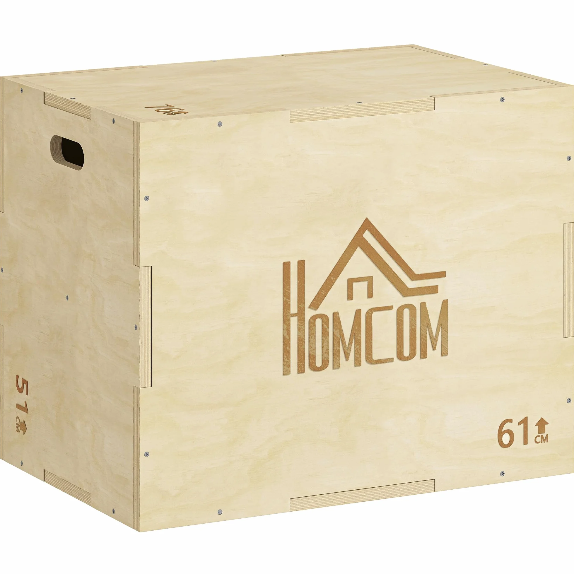 HOMCOM Plyo Box a 3 Altezze Regolabili in Legno di Faggio per Casa e Palestra