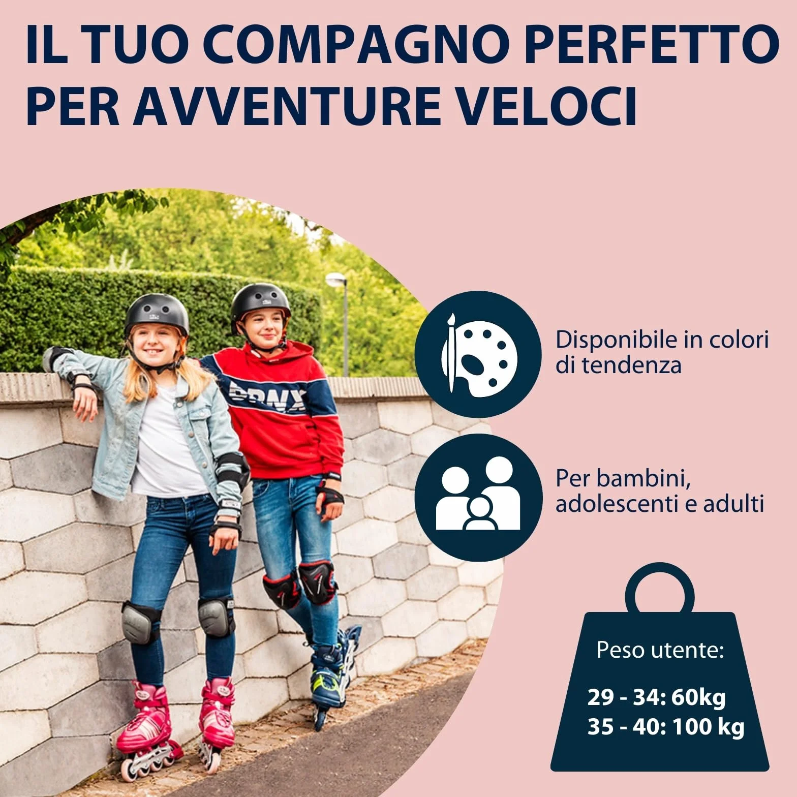 HUDORA Pattini in linea Comfort - Pattini a rotelle regolabili bambini ragazzi 6 misure larghezza lunghezza traspiranti