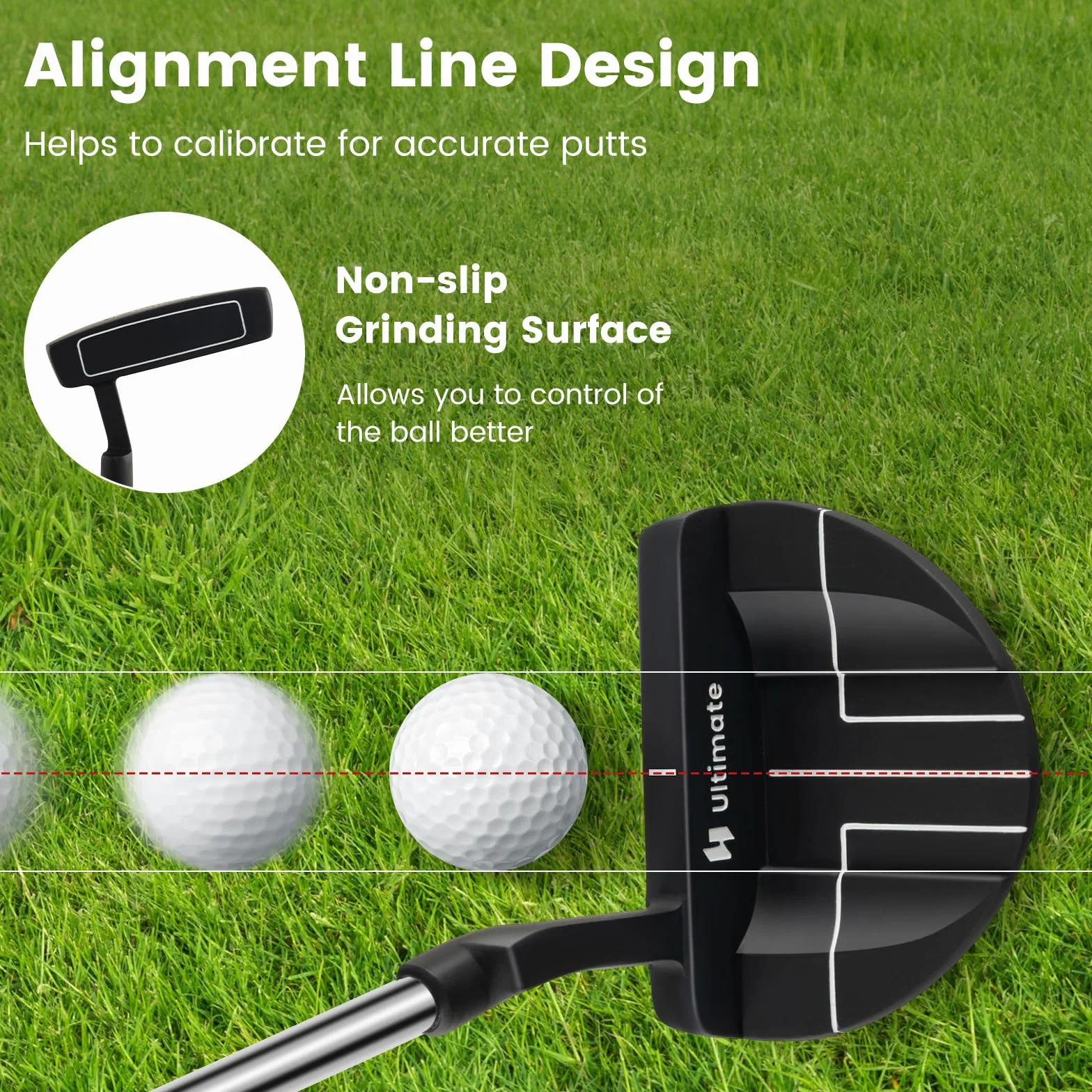 LIFEZEAL Mazza da golf Putter 89 cm metallo portatile destrorsi angolo caduta 72° inclinazione 3° per bambini adolescenti adulti